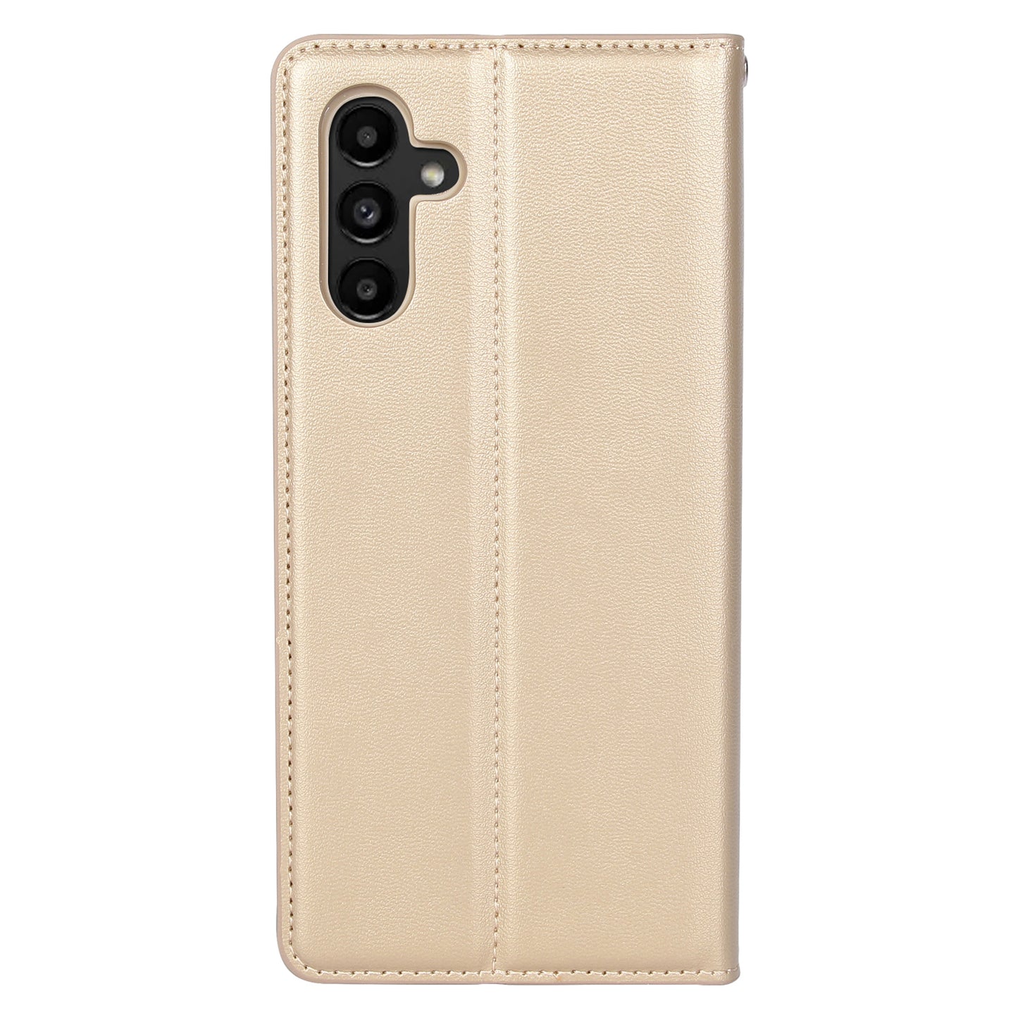 HANMAN Minuo Series Wallet Phone Cover for Samsung Galaxy S24 Case PU Leather Mobile Phone Shell - Gold