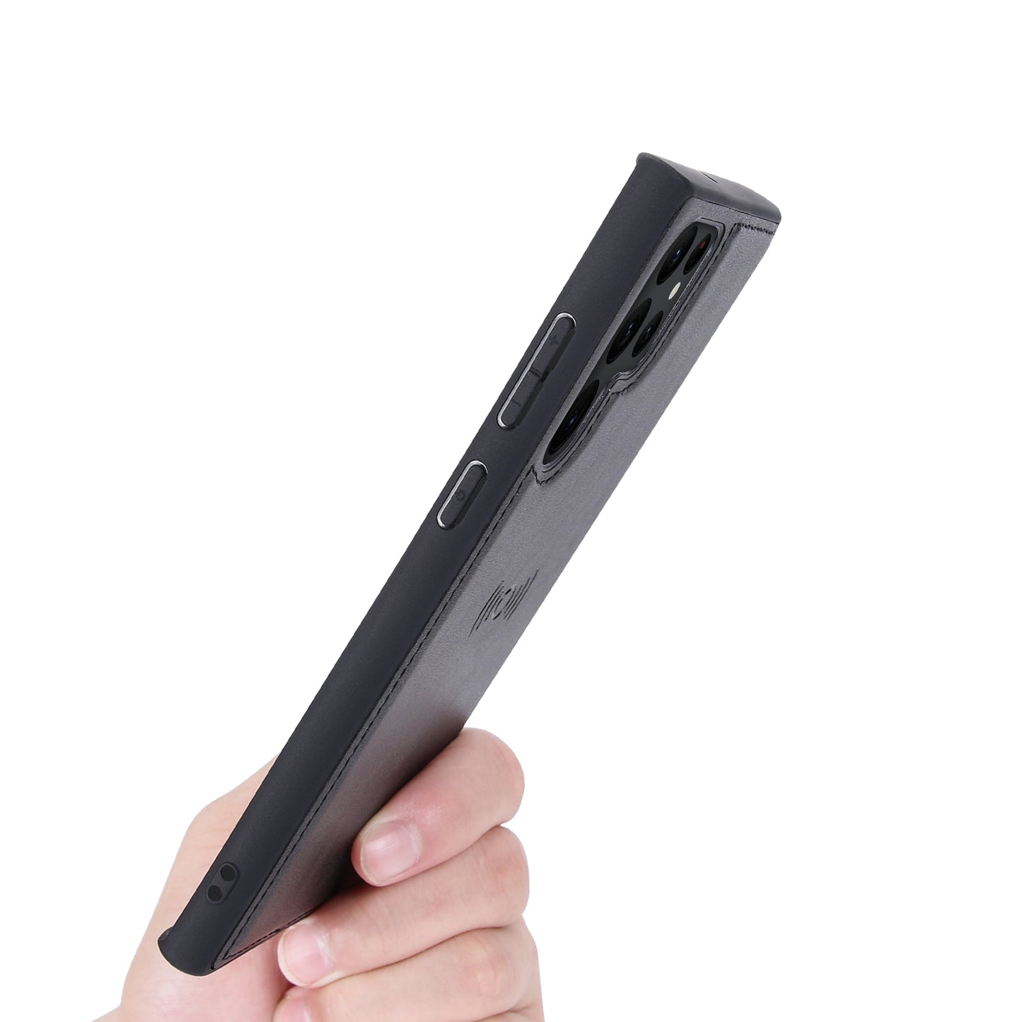 HANMAN Miro2 Series For Samsung Galaxy S24 Ultra Leather Case Detachable Magnetic Wallet Stand Phone Cover - Black