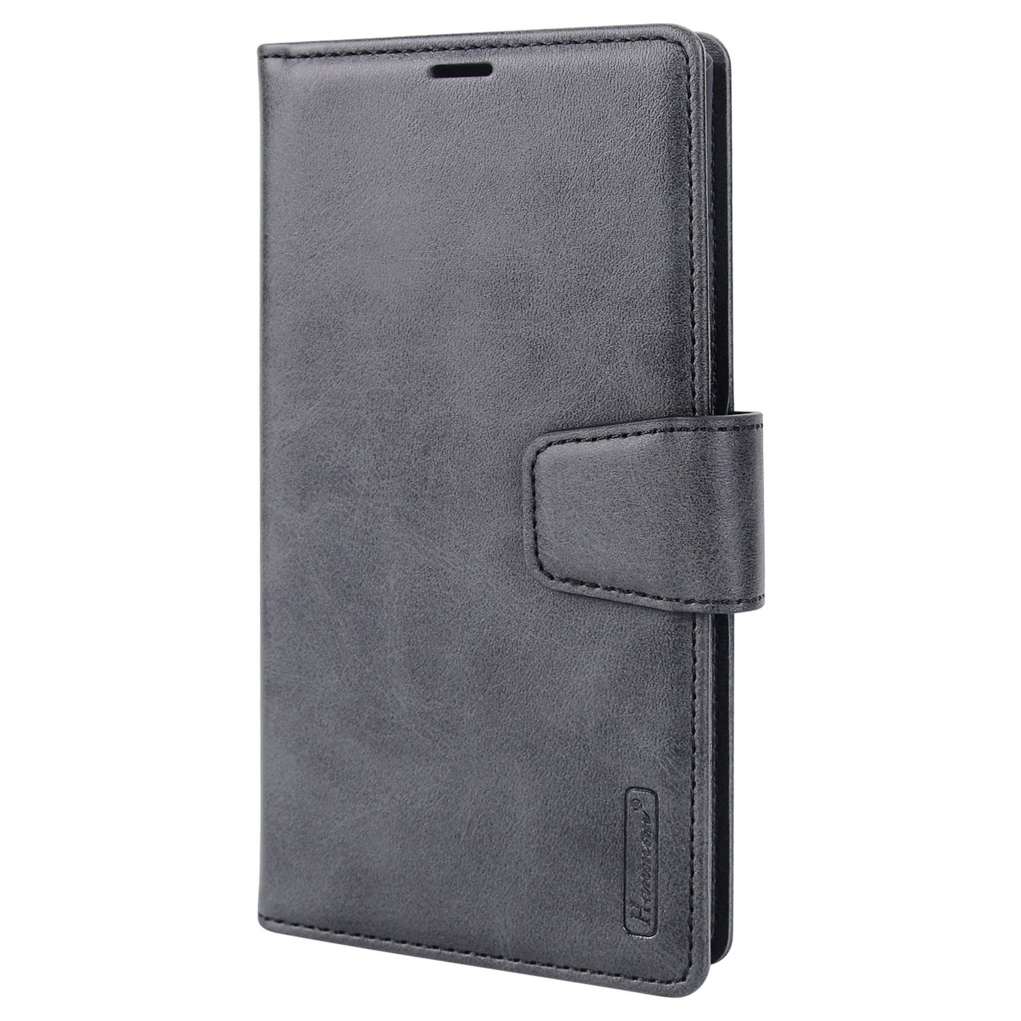 HANMAN Miro2 Series For Samsung Galaxy S24 Ultra Leather Case Detachable Magnetic Wallet Stand Phone Cover - Black