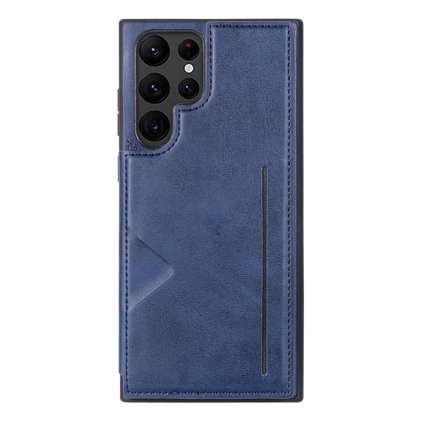 HANMAN Mika Series For Samsung Galaxy S24 Ultra Case with Card Holder PU Leather Coated TPU Back Cover - Blue