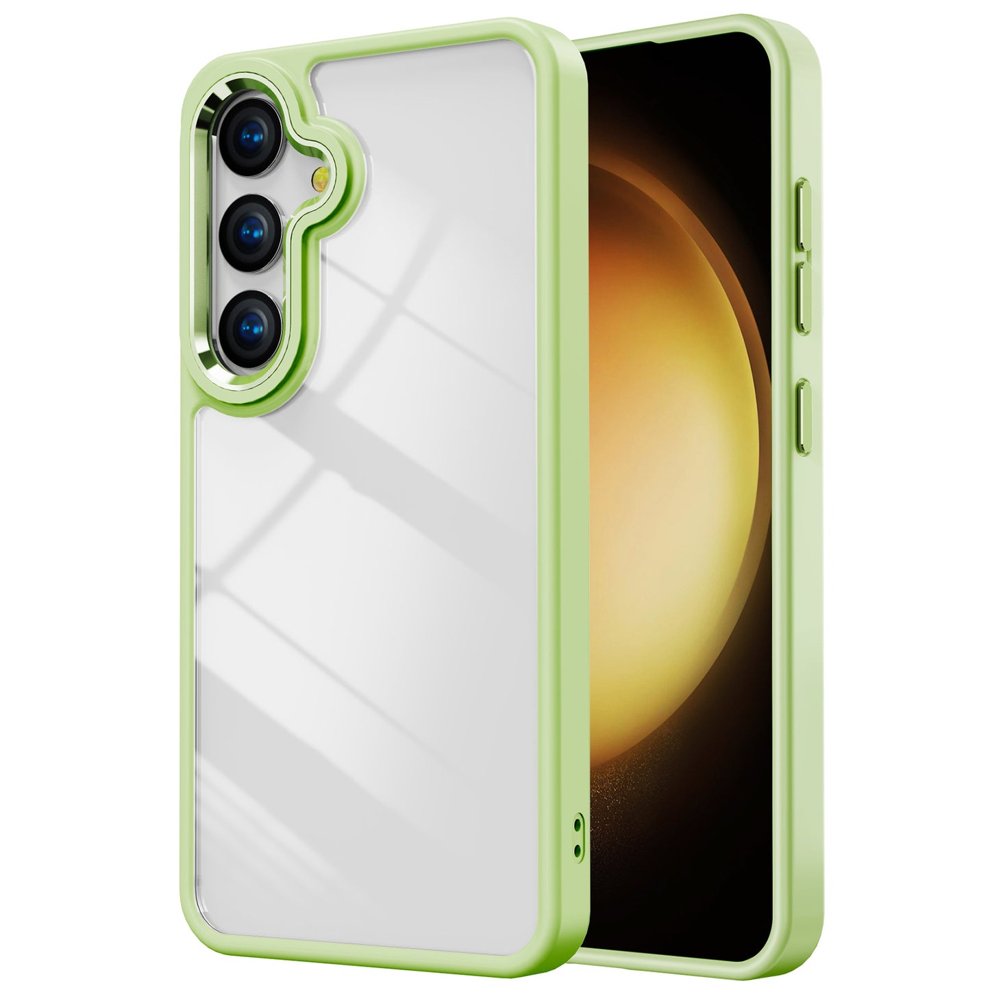 For Samsung Galaxy S24 Cell Phone Case TPU+Acrylic Clear Anti-scratch Cover - Matcha Green
