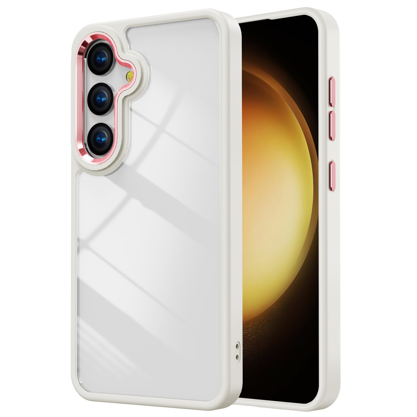 For Samsung Galaxy S24 Cell Phone Case TPU+Acrylic Clear Anti-scratch Cover - White
