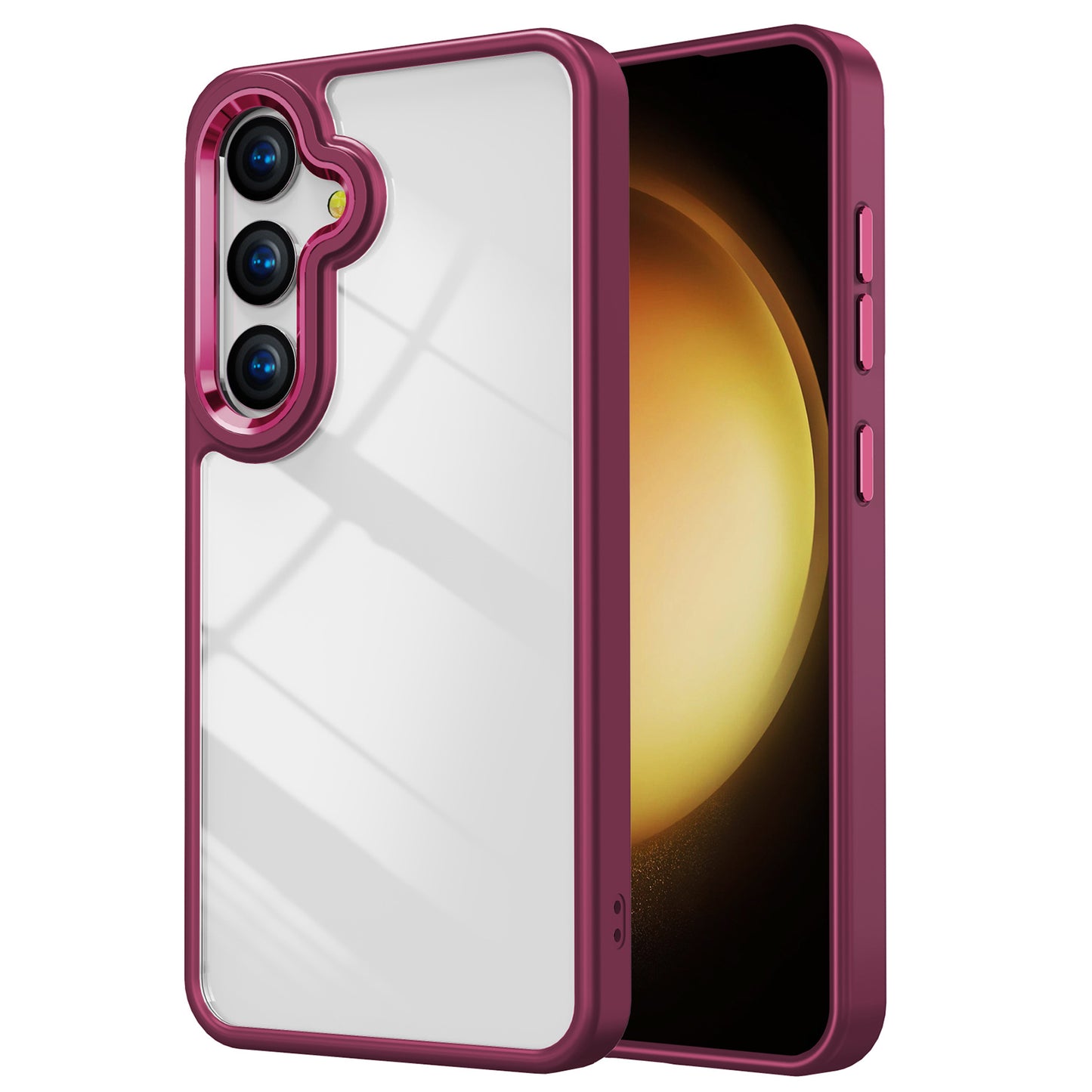 For Samsung Galaxy S24 Cell Phone Case TPU+Acrylic Clear Anti-scratch Cover - Cherry