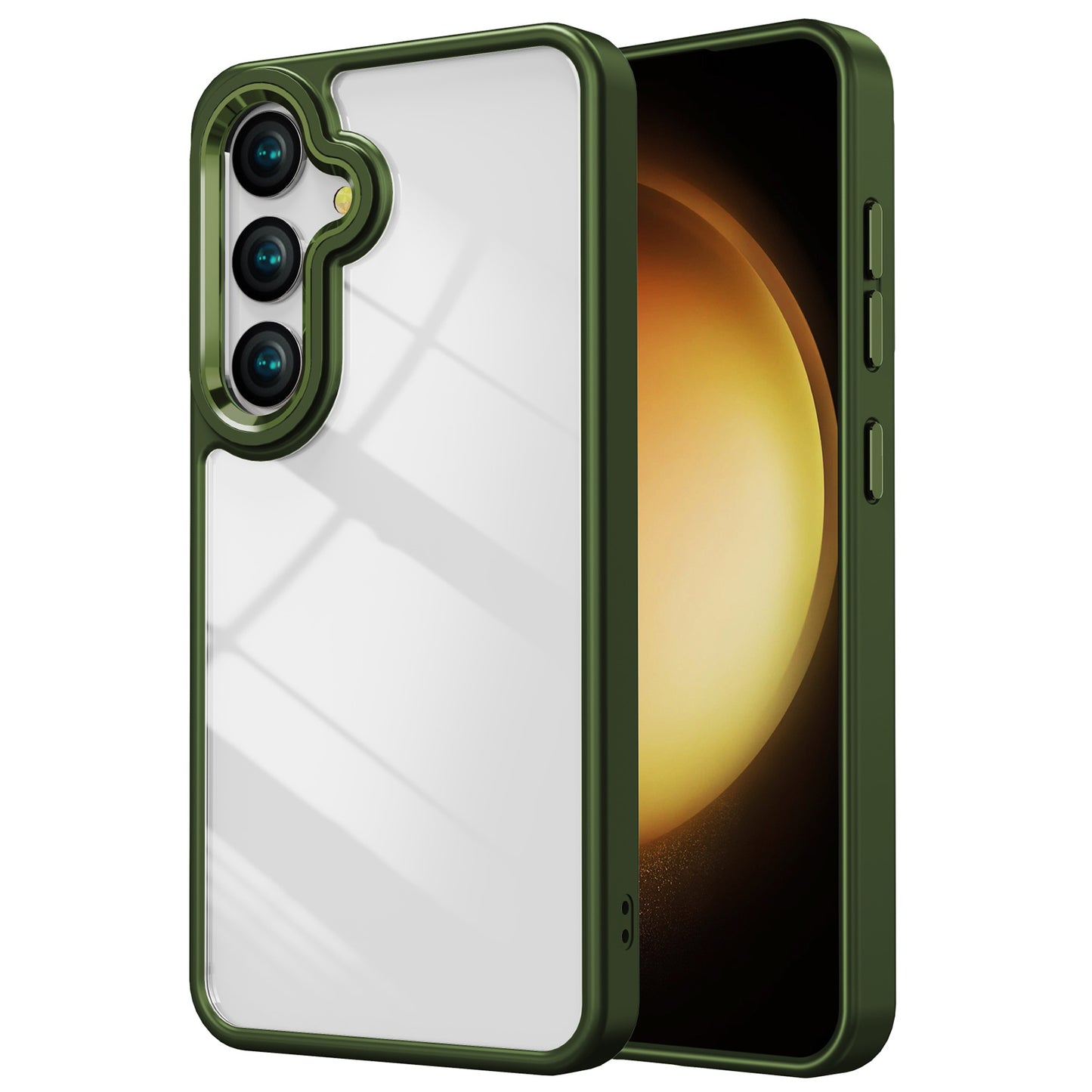 For Samsung Galaxy S24 Cell Phone Case TPU+Acrylic Clear Anti-scratch Cover - Green