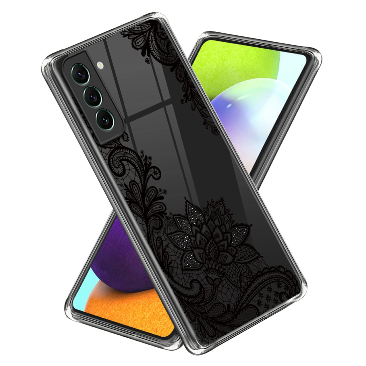 For Samsung Galaxy S24+ Shockproof Cover Pattern TPU Phone Case - Lace Flower