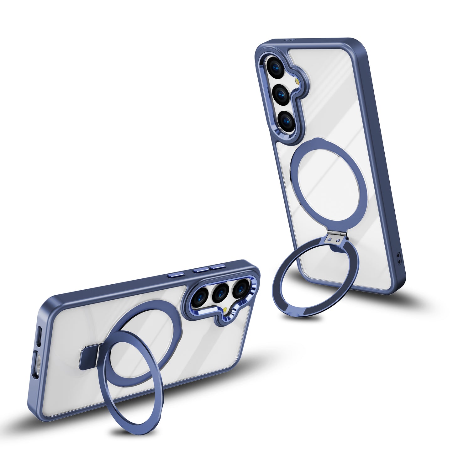 For Samsung Galaxy S24+ Kickstand Clear Case Anti-Drop TPU+Acrylic Phone Cover Compatible with MagSafe - Blue