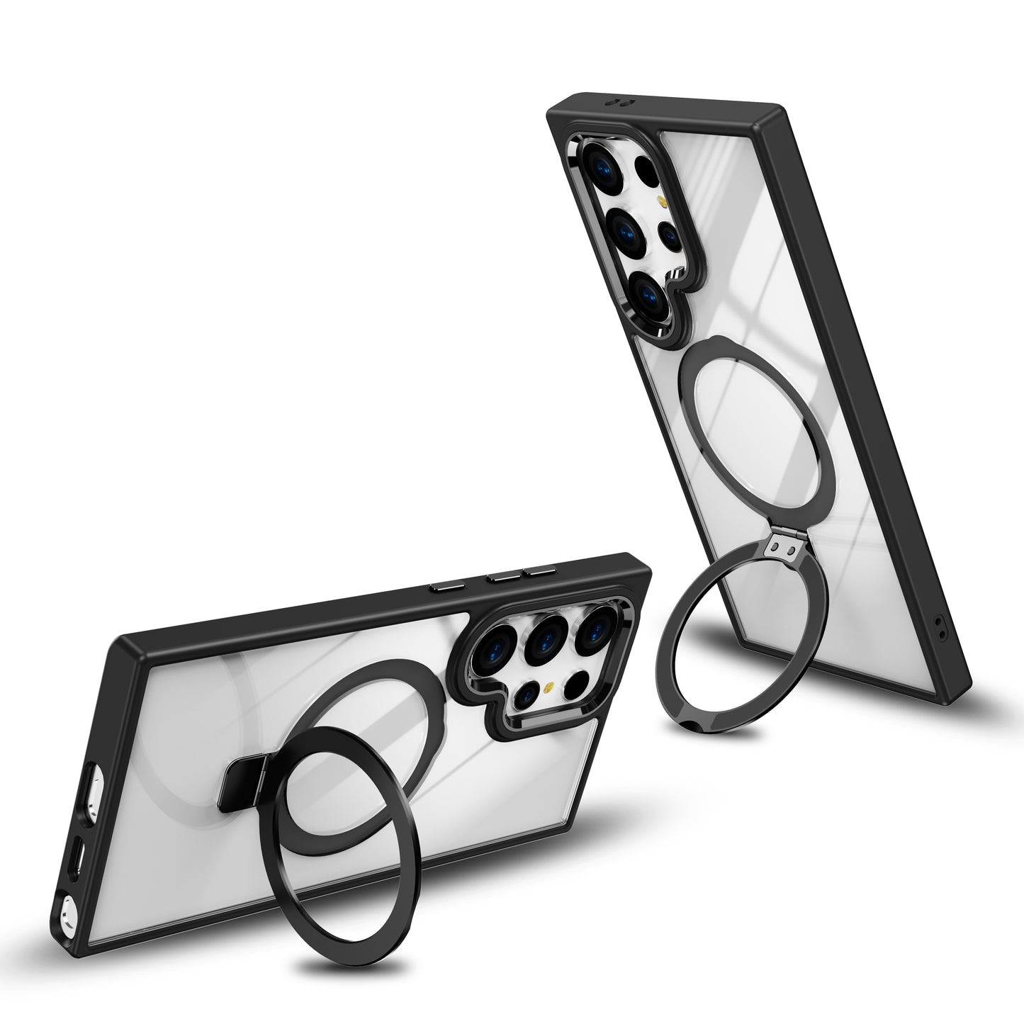 For Samsung Galaxy S24 Ultra Case Shockproof TPU+Acrylic Kickstand Clear Phone Cover Compatible with MagSafe - Navy Blue