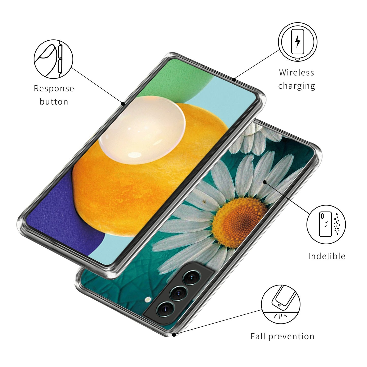 For Samsung Galaxy S24 Phone Case IMD Pattern Printing Phone TPU Cover - Daisy