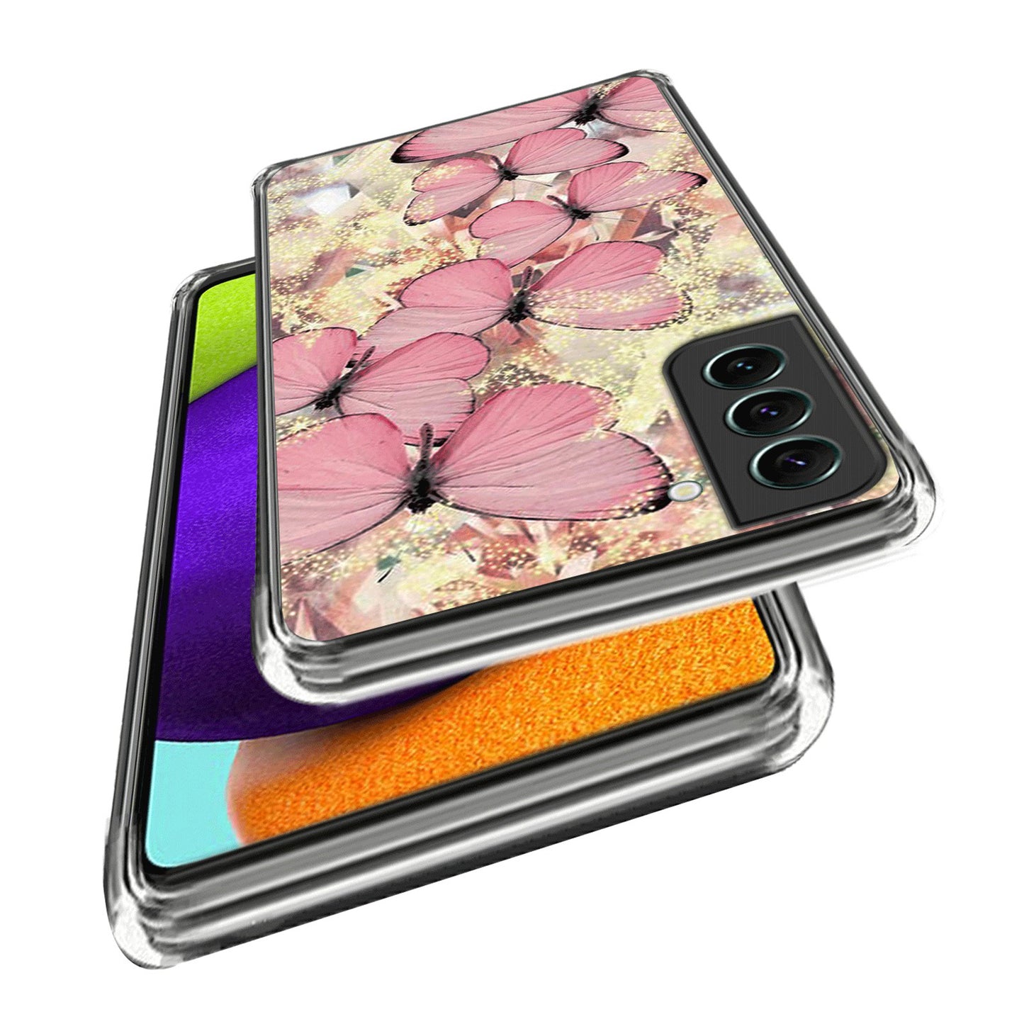 For Samsung Galaxy S24 Phone Case IMD Pattern Printing Phone TPU Cover - Pink Butterflies