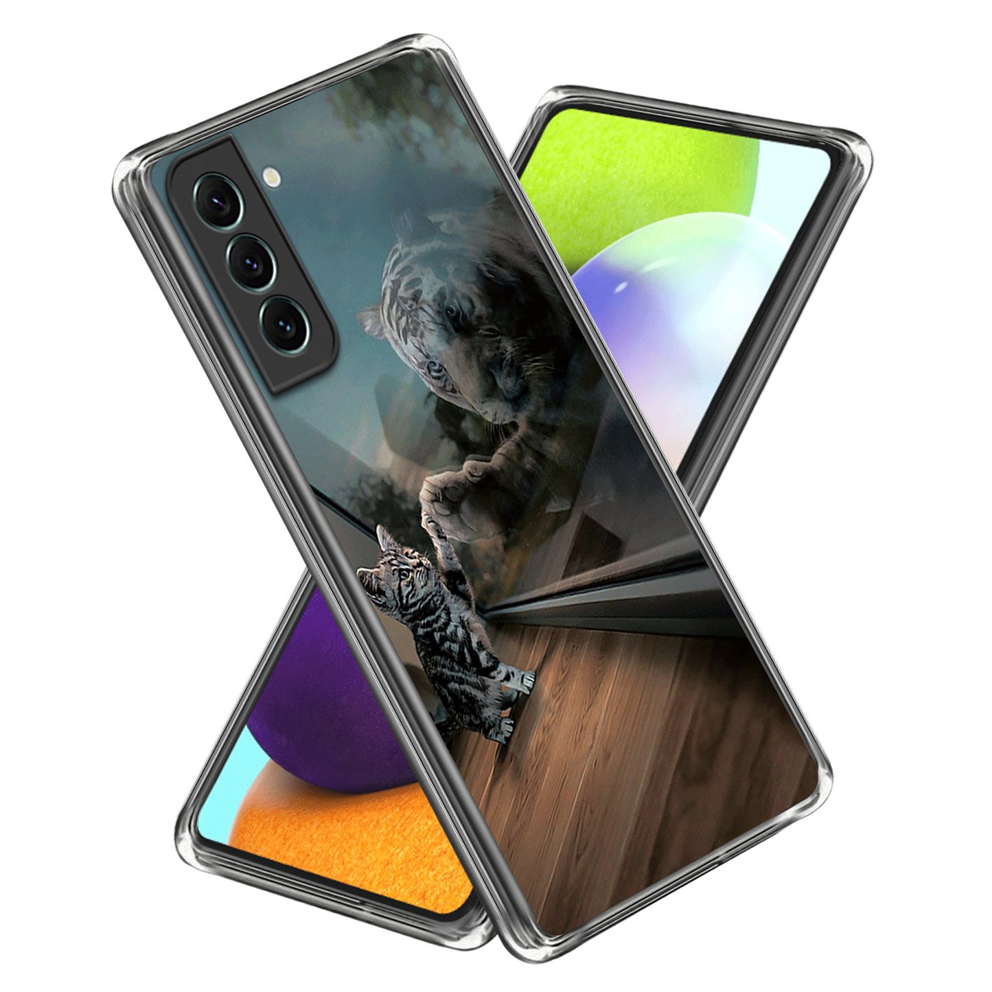 For Samsung Galaxy S24 Phone Case IMD Pattern Printing Phone TPU Cover - Mirror Cat