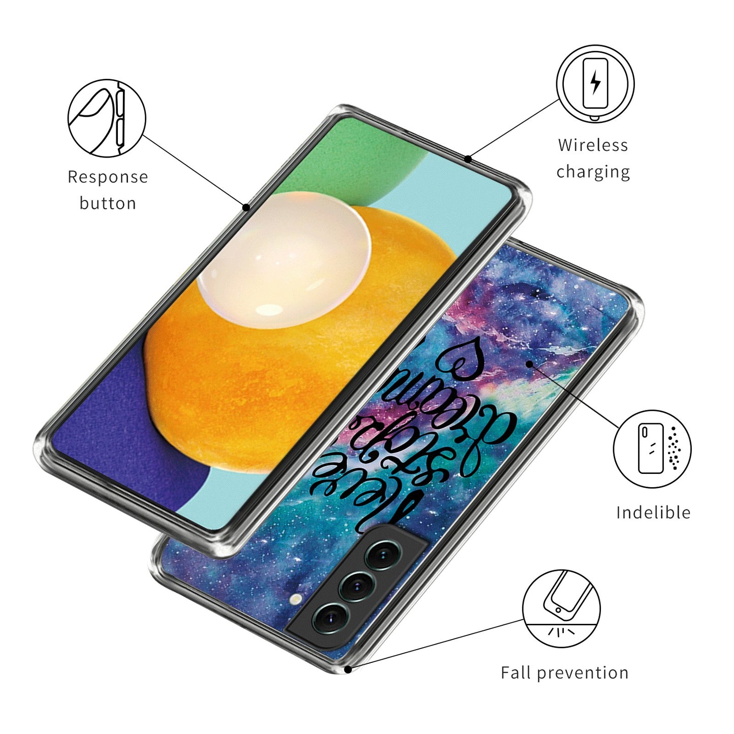 For Samsung Galaxy S24 Phone Case IMD Pattern Printing Phone TPU Cover - Never Stop Dreaming