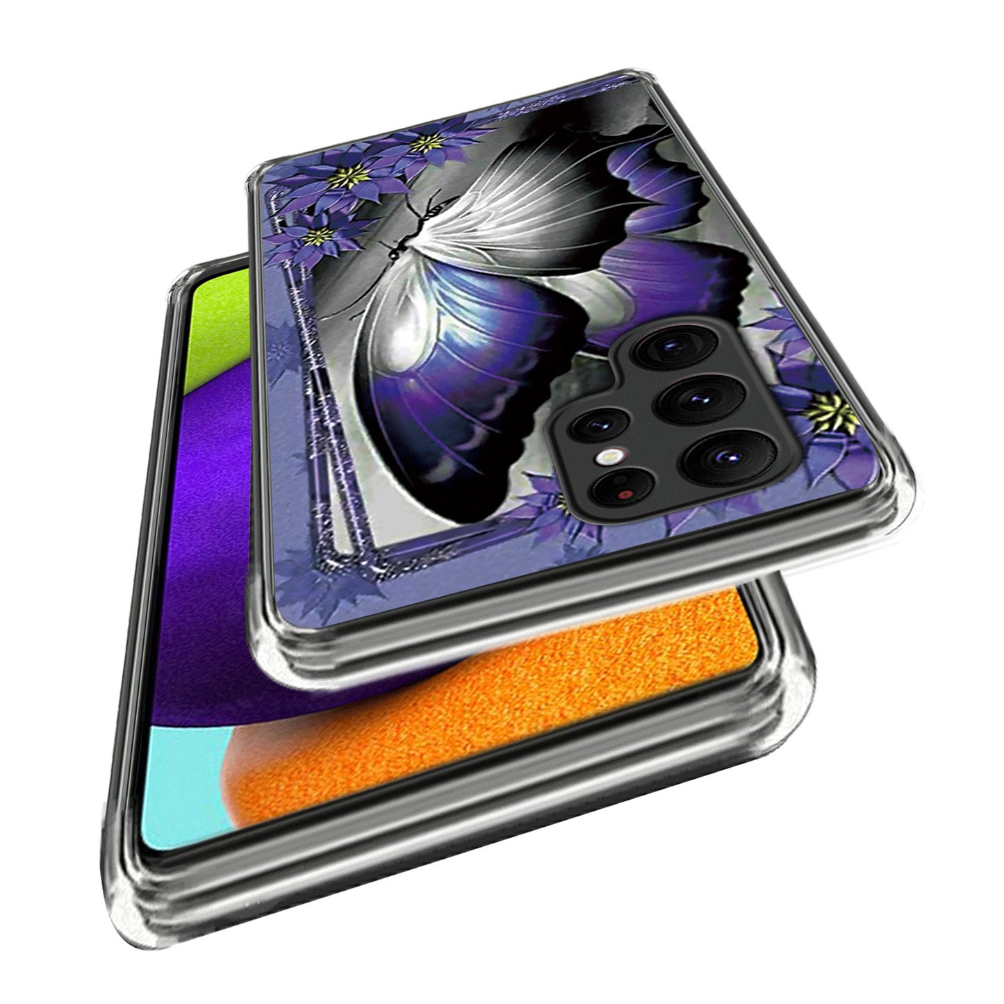 For Samsung Galaxy S24 Ultra Phone Case IMD Pattern Printed TPU Cover - Purple Butterfly