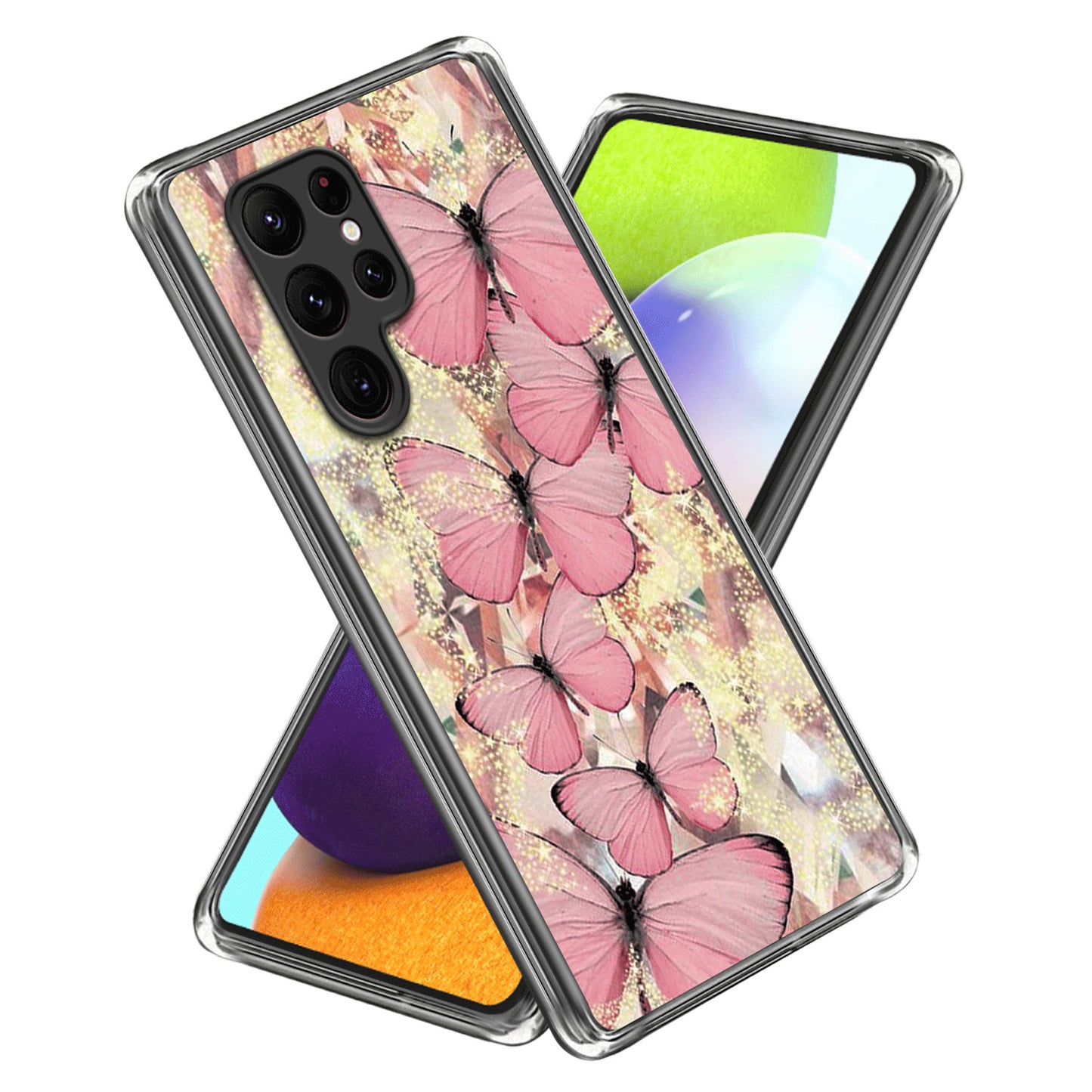 For Samsung Galaxy S24 Ultra Phone Case IMD Pattern Printed TPU Cover - Pink Butterflies