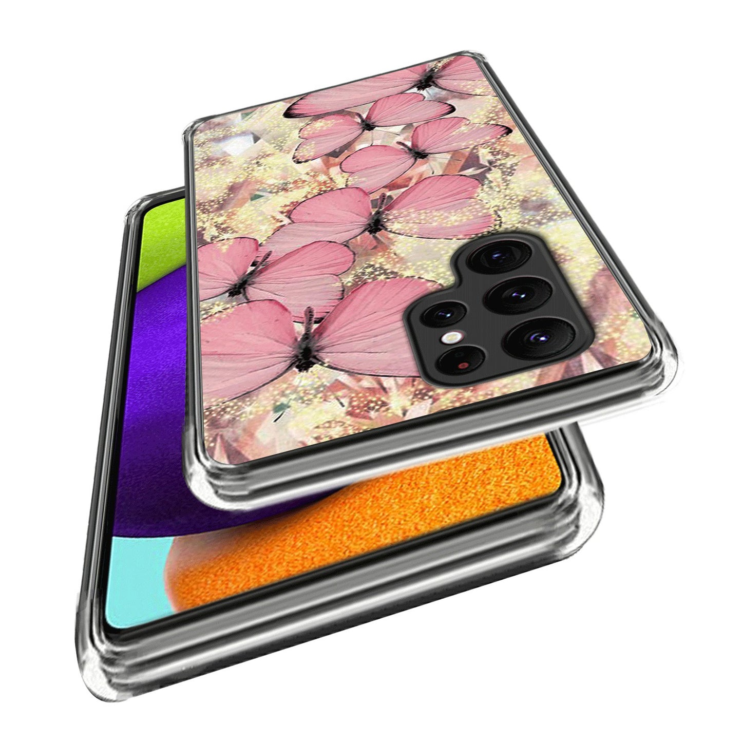 For Samsung Galaxy S24 Ultra Phone Case IMD Pattern Printed TPU Cover - Pink Butterflies