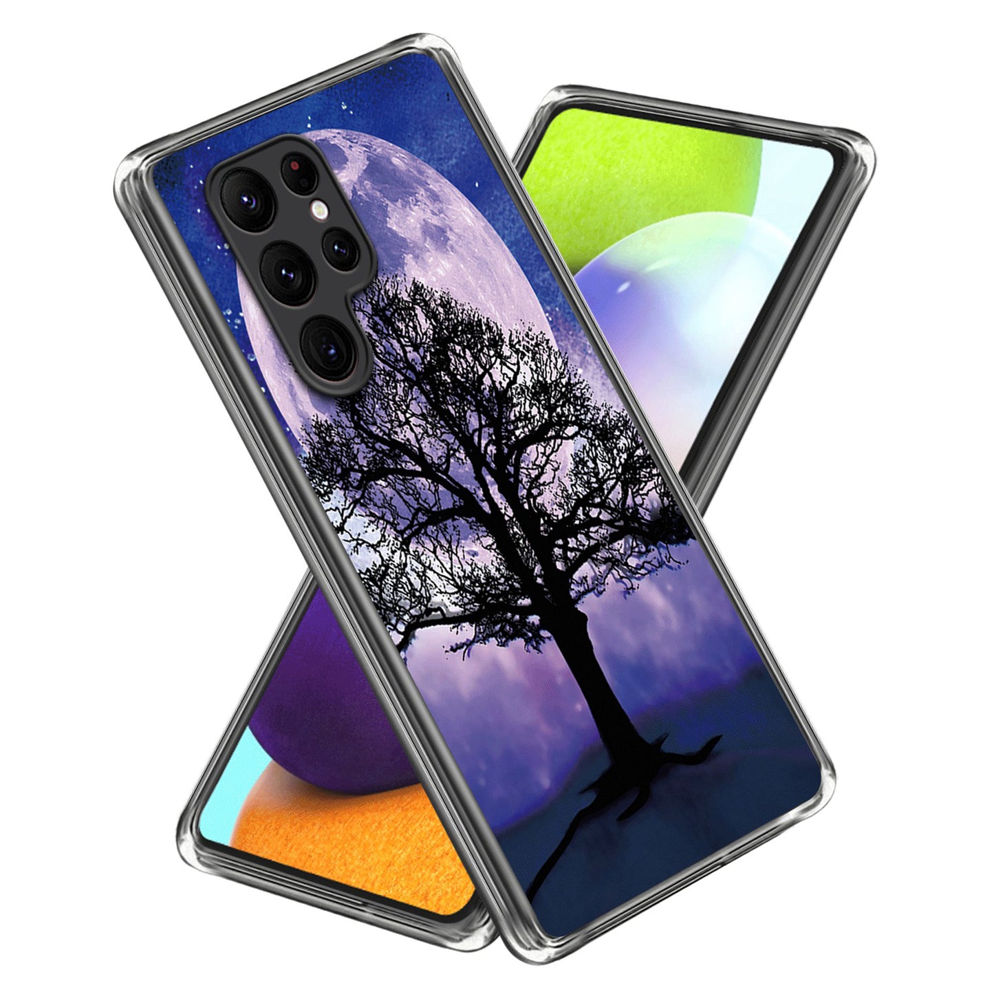 For Samsung Galaxy S24 Ultra Phone Case IMD Pattern Printed TPU Cover - Tree and Moon