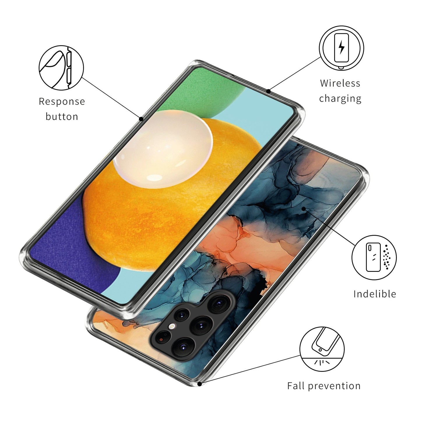 Cell Phone Case for Samsung Galaxy S24 Ultra Shell Abstract Marble Printed IMD TPU Cover - Style A