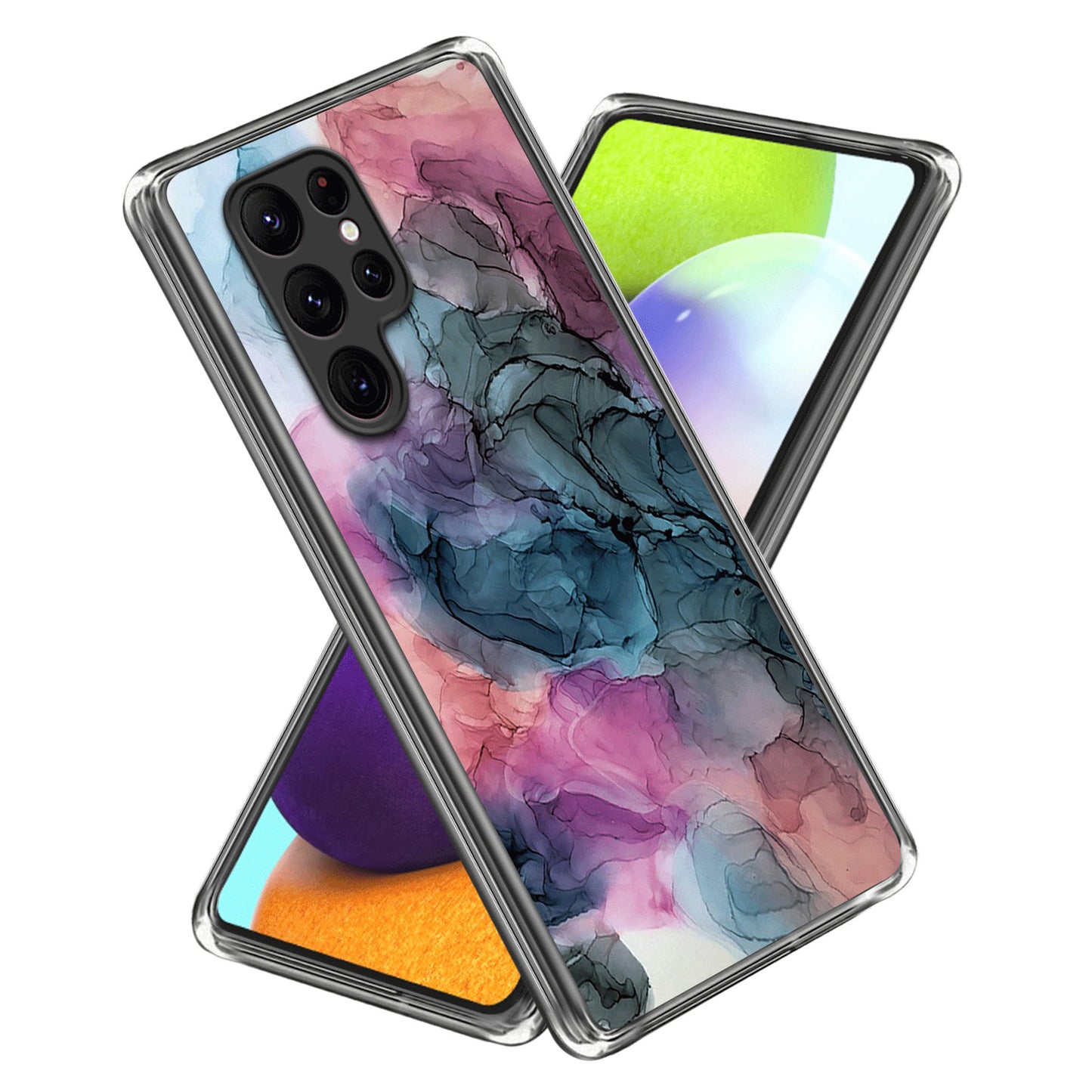 Cell Phone Case for Samsung Galaxy S24 Ultra Shell Abstract Marble Printed IMD TPU Cover - Style B