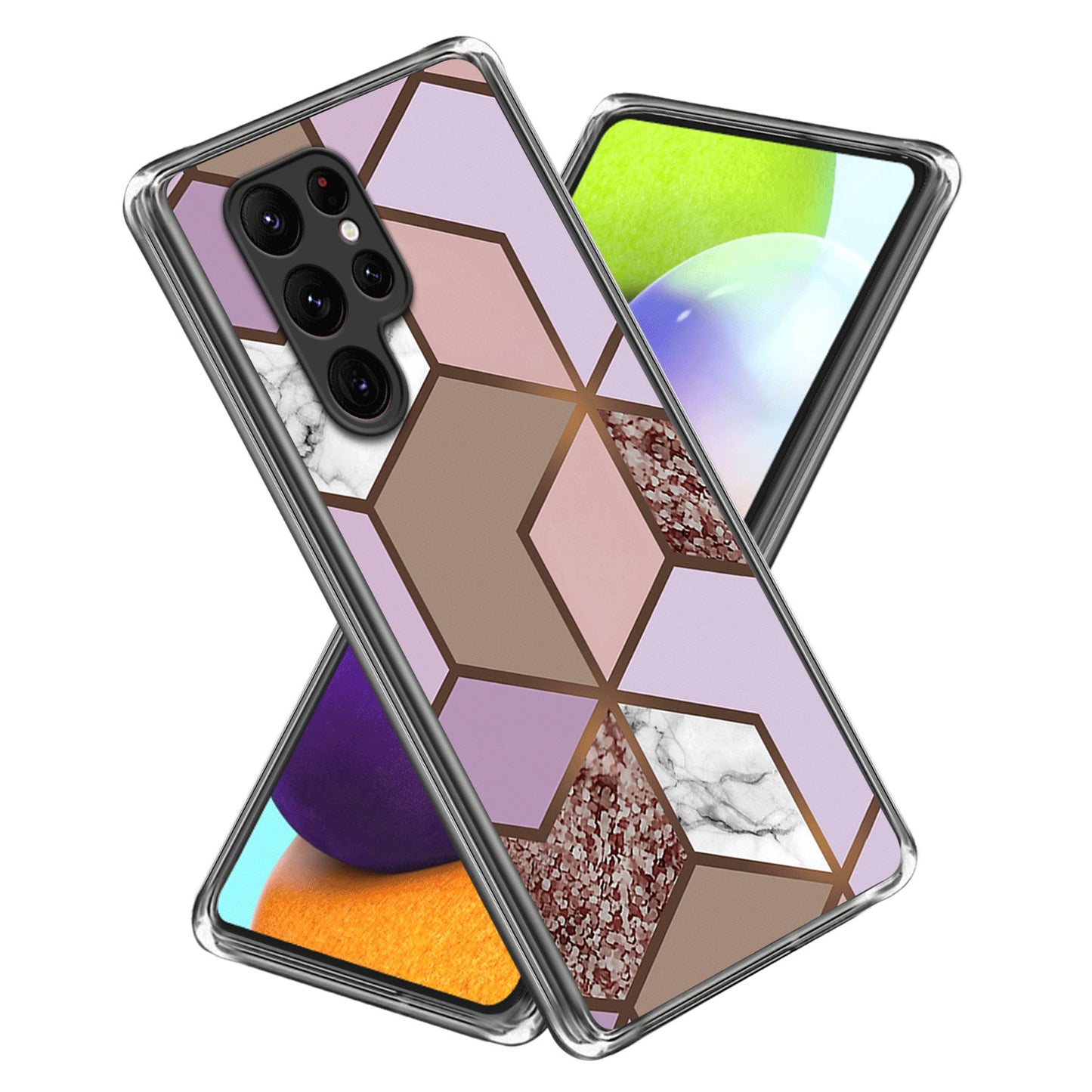 Cell Phone Case for Samsung Galaxy S24 Ultra Shell Abstract Marble Printed IMD TPU Cover - Style C