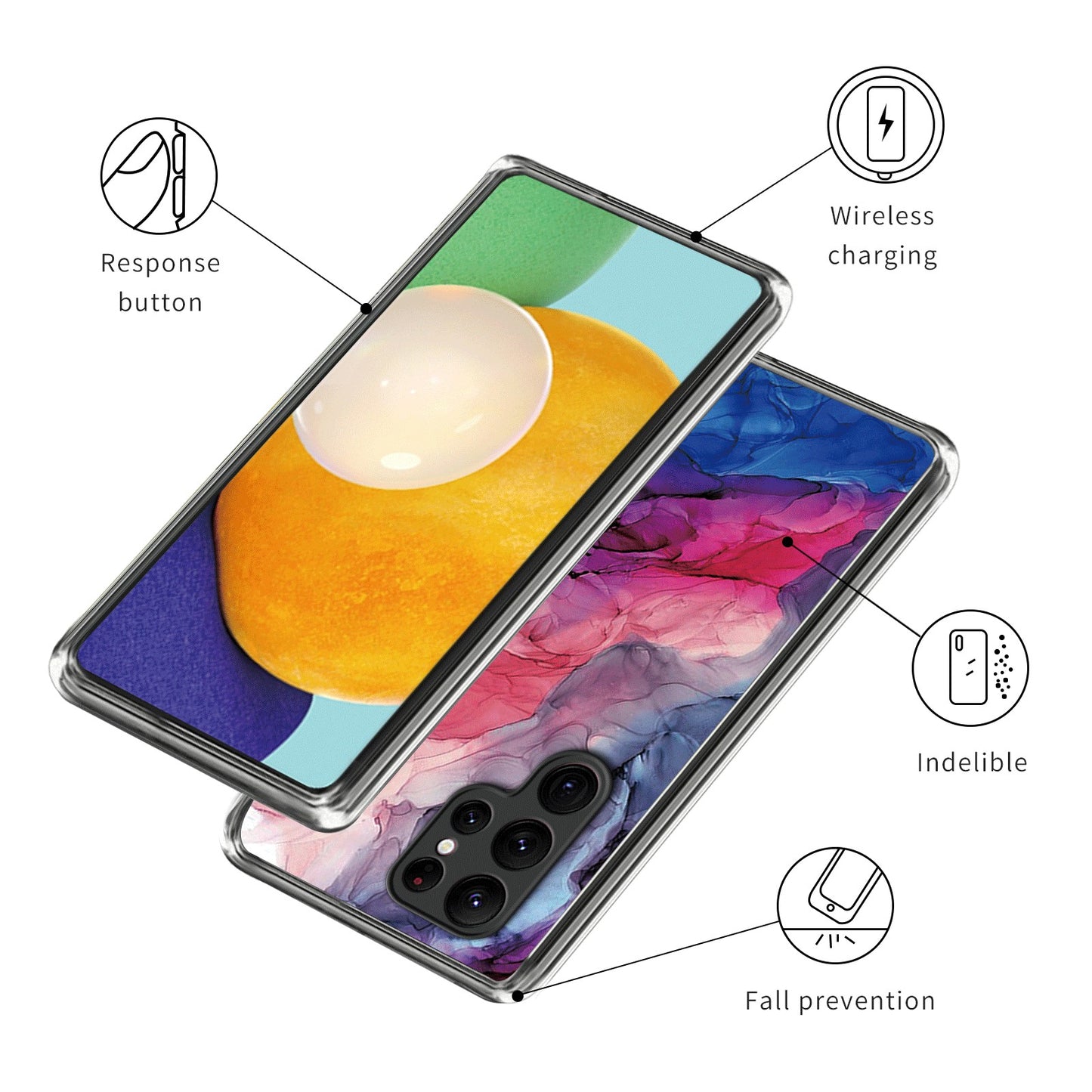 Cell Phone Case for Samsung Galaxy S24 Ultra Shell Abstract Marble Printed IMD TPU Cover - Style I