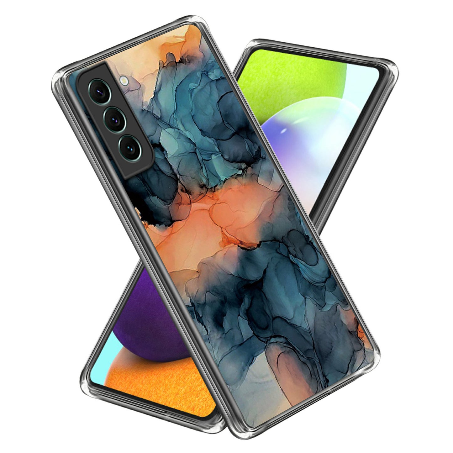 IMD TPU Case for Samsung Galaxy S24 Shell Abstract Marble Printed Anti-Scratch Phone Cover - Style A