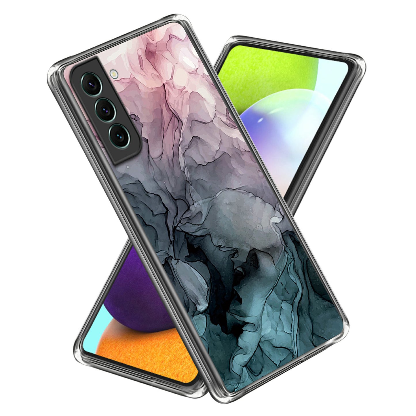 IMD TPU Case for Samsung Galaxy S24 Shell Abstract Marble Printed Anti-Scratch Phone Cover - Style G