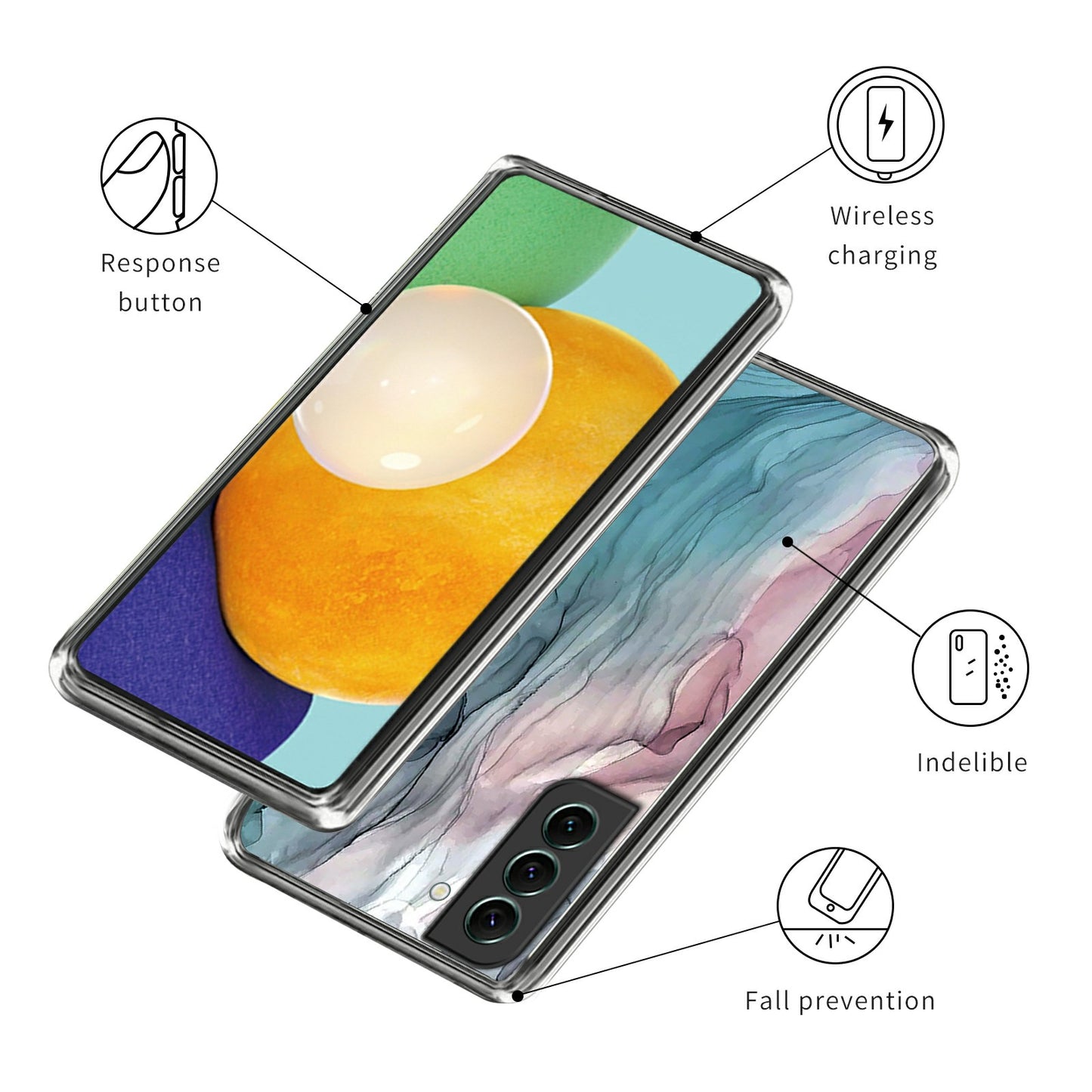 IMD TPU Case for Samsung Galaxy S24 Shell Abstract Marble Printed Anti-Scratch Phone Cover - Style H