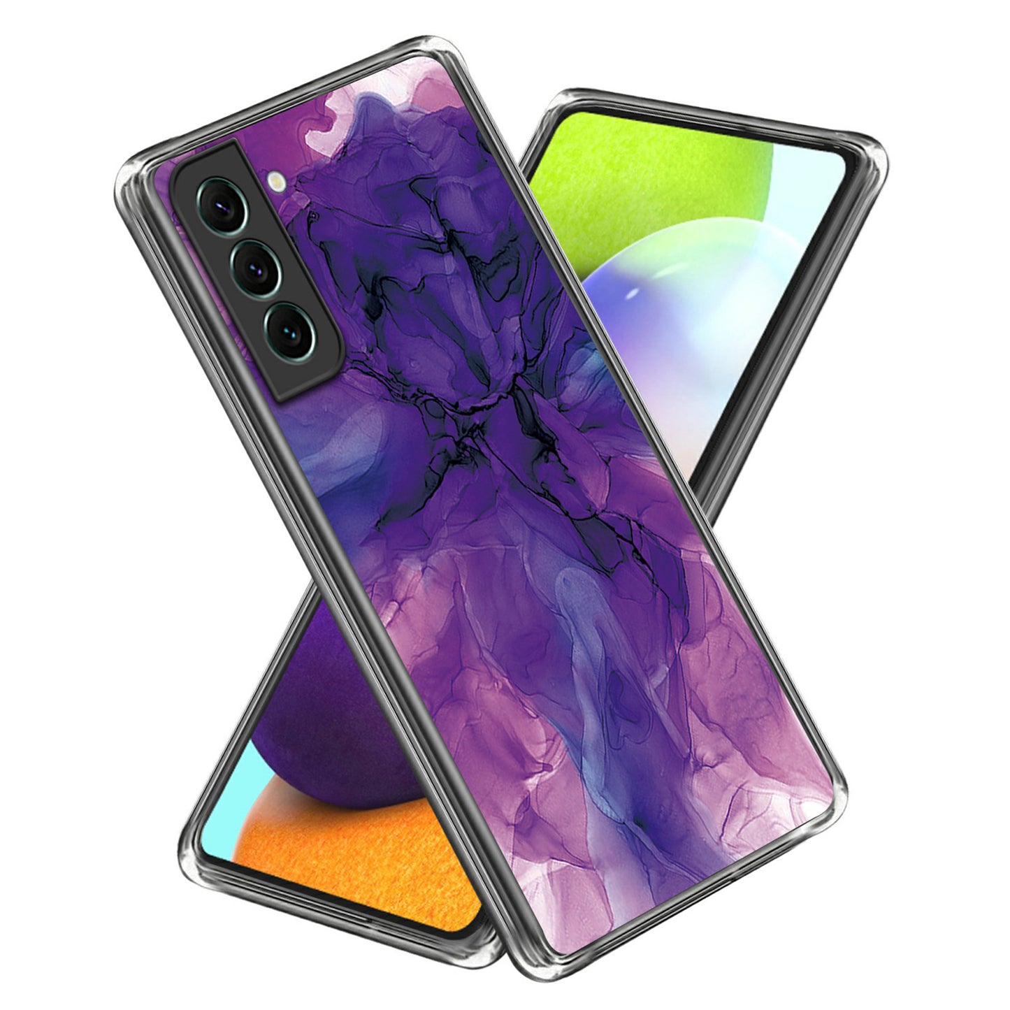 IMD TPU Case for Samsung Galaxy S24 Shell Abstract Marble Printed Anti-Scratch Phone Cover - Style L