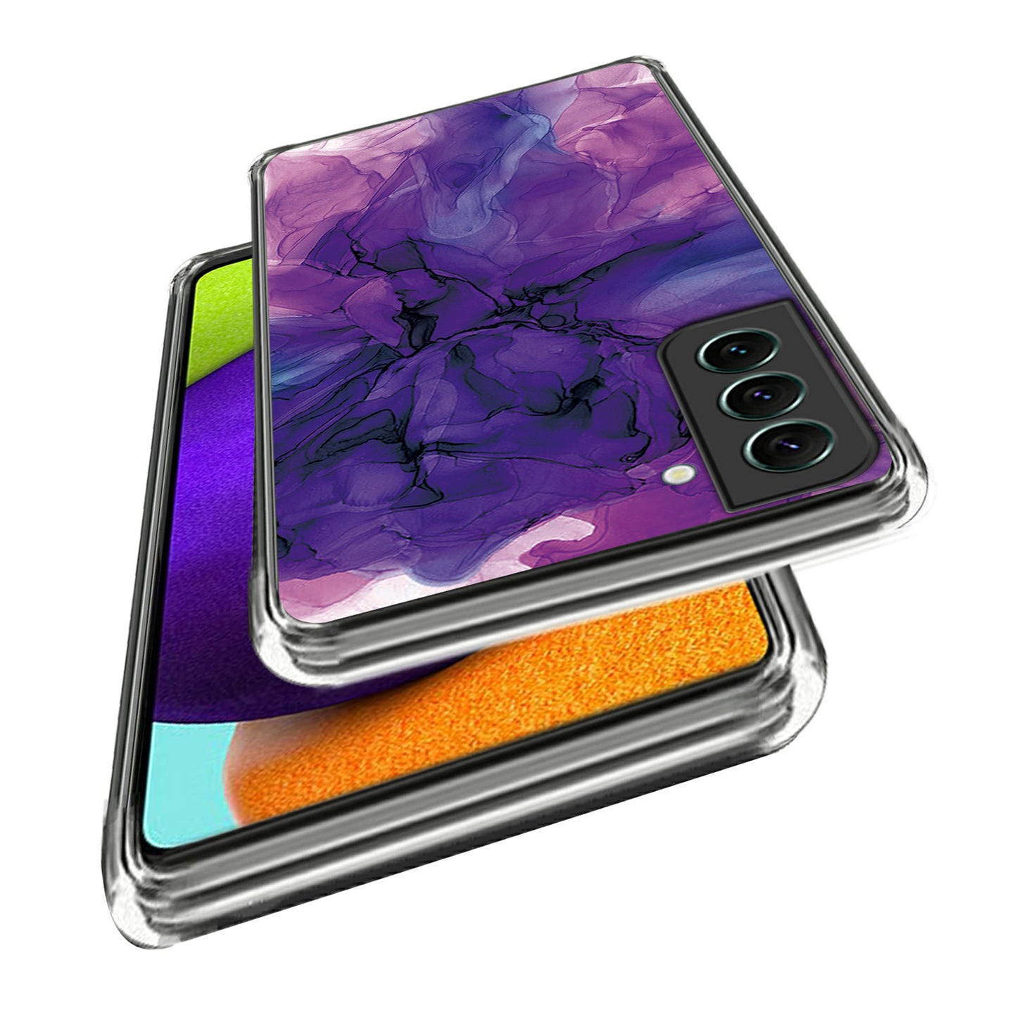 IMD TPU Case for Samsung Galaxy S24 Shell Abstract Marble Printed Anti-Scratch Phone Cover - Style L