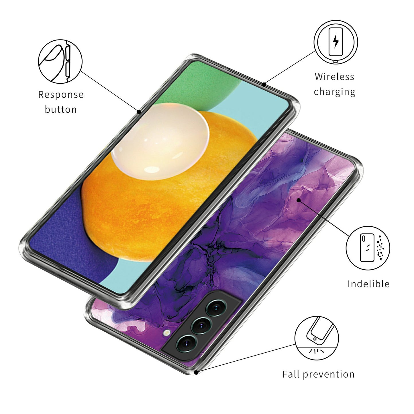 IMD TPU Case for Samsung Galaxy S24 Shell Abstract Marble Printed Anti-Scratch Phone Cover - Style L