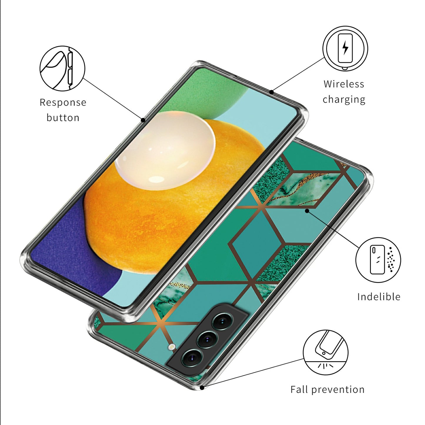 For Samsung Galaxy S24+ Cell Phone Case Abstract Marble Printed IMD TPU Back Cover - Style D