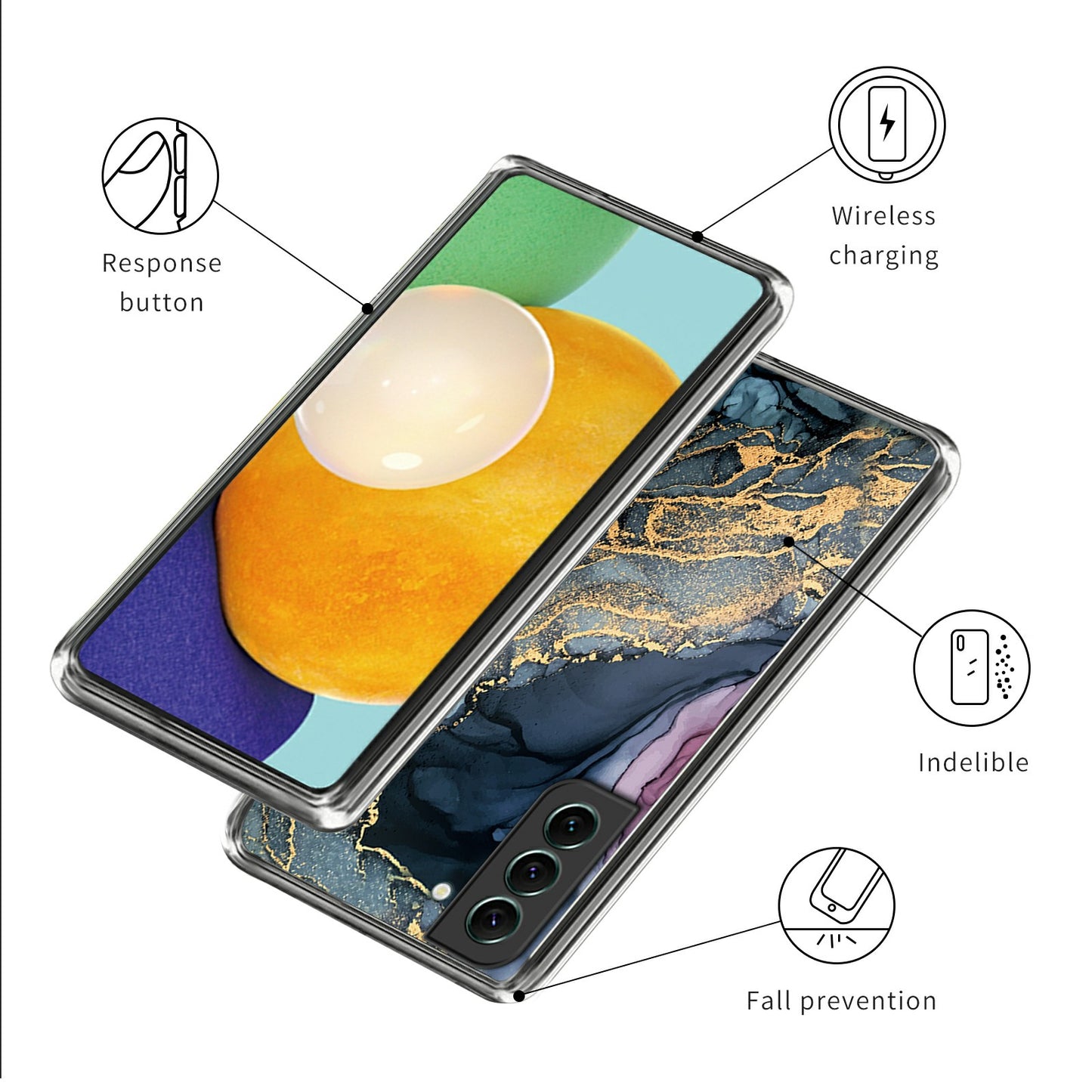 For Samsung Galaxy S24+ Cell Phone Case Abstract Marble Printed IMD TPU Back Cover - Style K