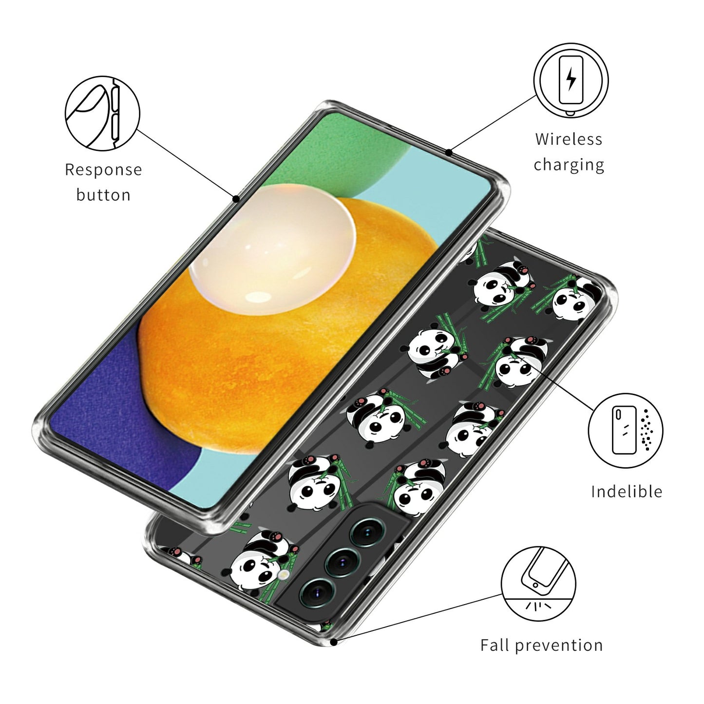 For Samsung Galaxy S24 Phone Case IMD Pattern Design Anti-scratch TPU Cover - Pandas