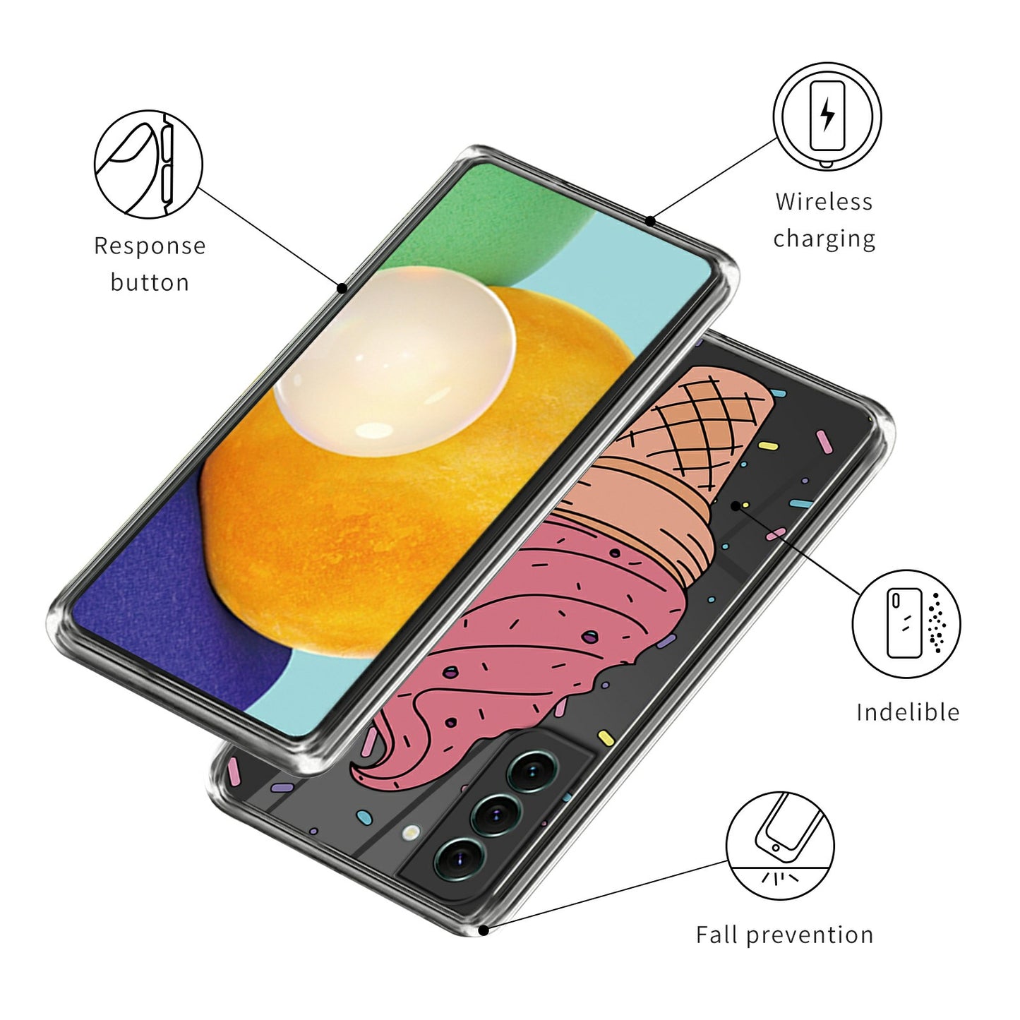 For Samsung Galaxy S24 Phone Case IMD Pattern Design Anti-scratch TPU Cover - Ice Cream
