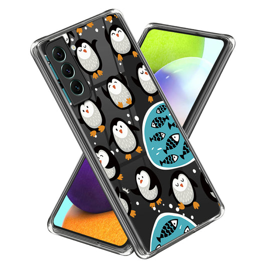 For Samsung Galaxy S24 Phone Case IMD Pattern Design Anti-scratch TPU Cover - Penguins