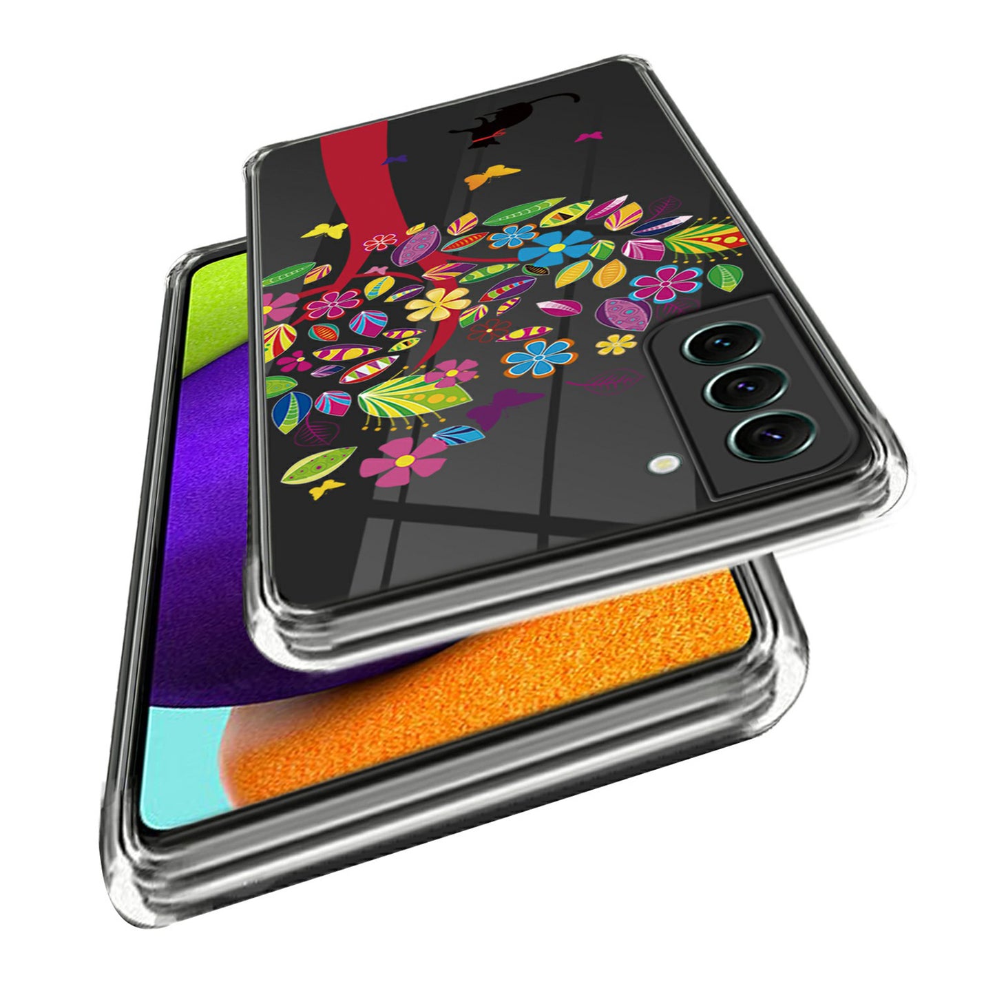 For Samsung Galaxy S24 Phone Case IMD Pattern Design Anti-scratch TPU Cover - Cat and Tree