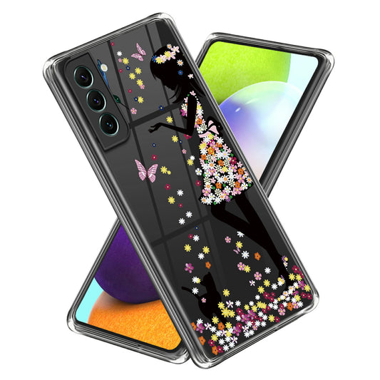 For Samsung Galaxy S24 Phone Case IMD Pattern Design Anti-scratch TPU Cover - Flower Fairy
