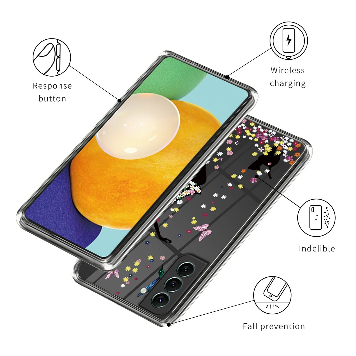 For Samsung Galaxy S24 Phone Case IMD Pattern Design Anti-scratch TPU Cover - Flower Fairy