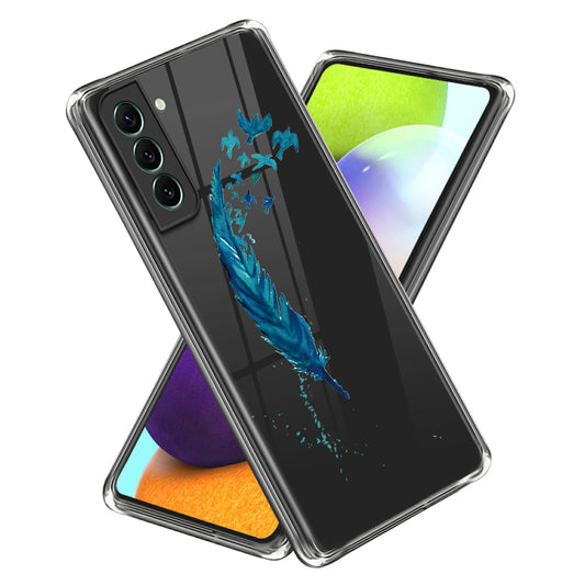 For Samsung Galaxy S24 Phone Case IMD Pattern Design Anti-scratch TPU Cover - Feather