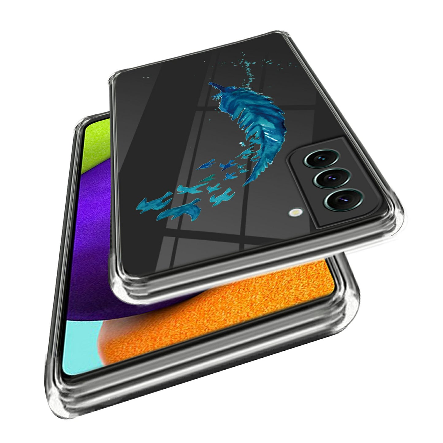 For Samsung Galaxy S24 Phone Case IMD Pattern Design Anti-scratch TPU Cover - Feather