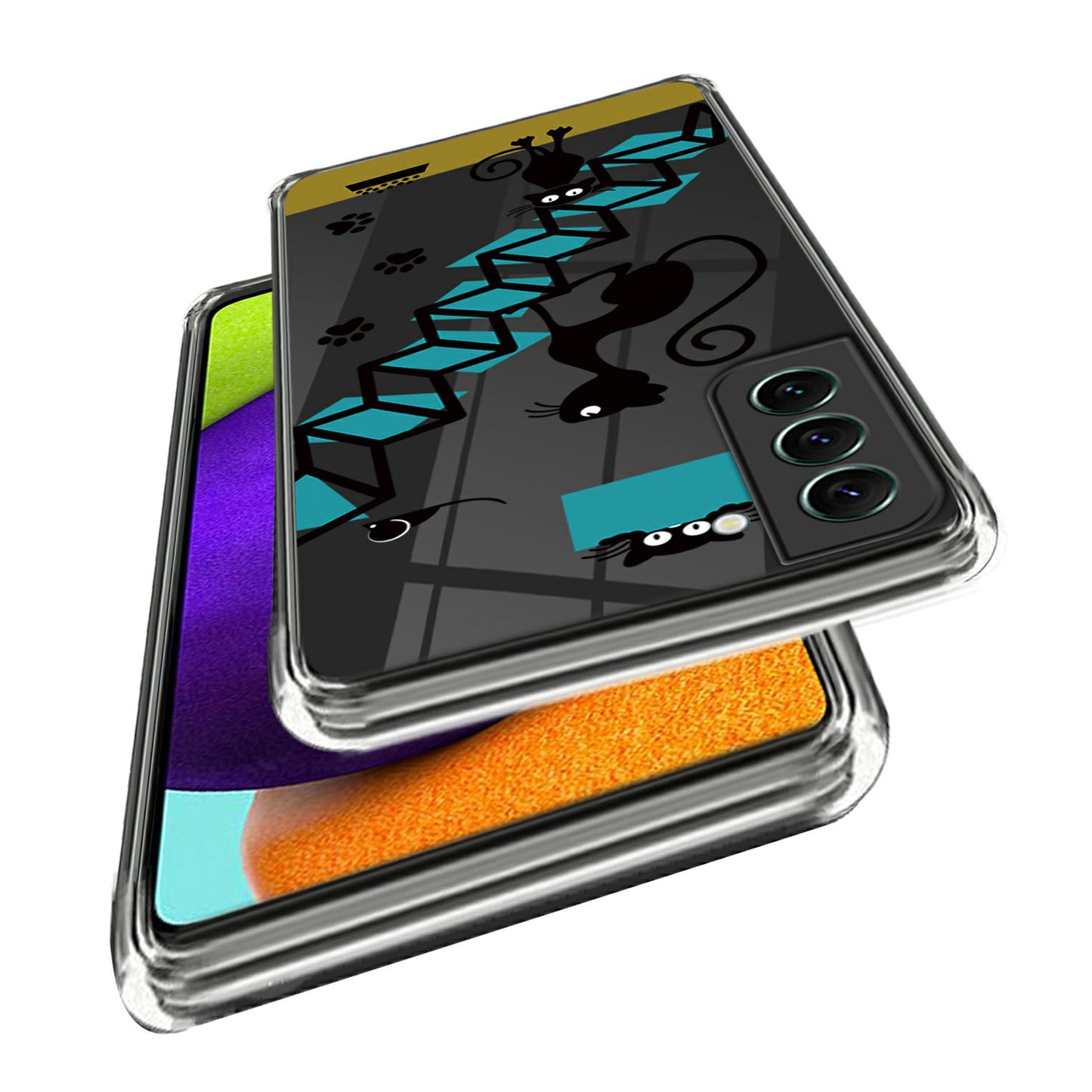 For Samsung Galaxy S24 Phone Case IMD Pattern Design Anti-scratch TPU Cover - Cat and Mouse