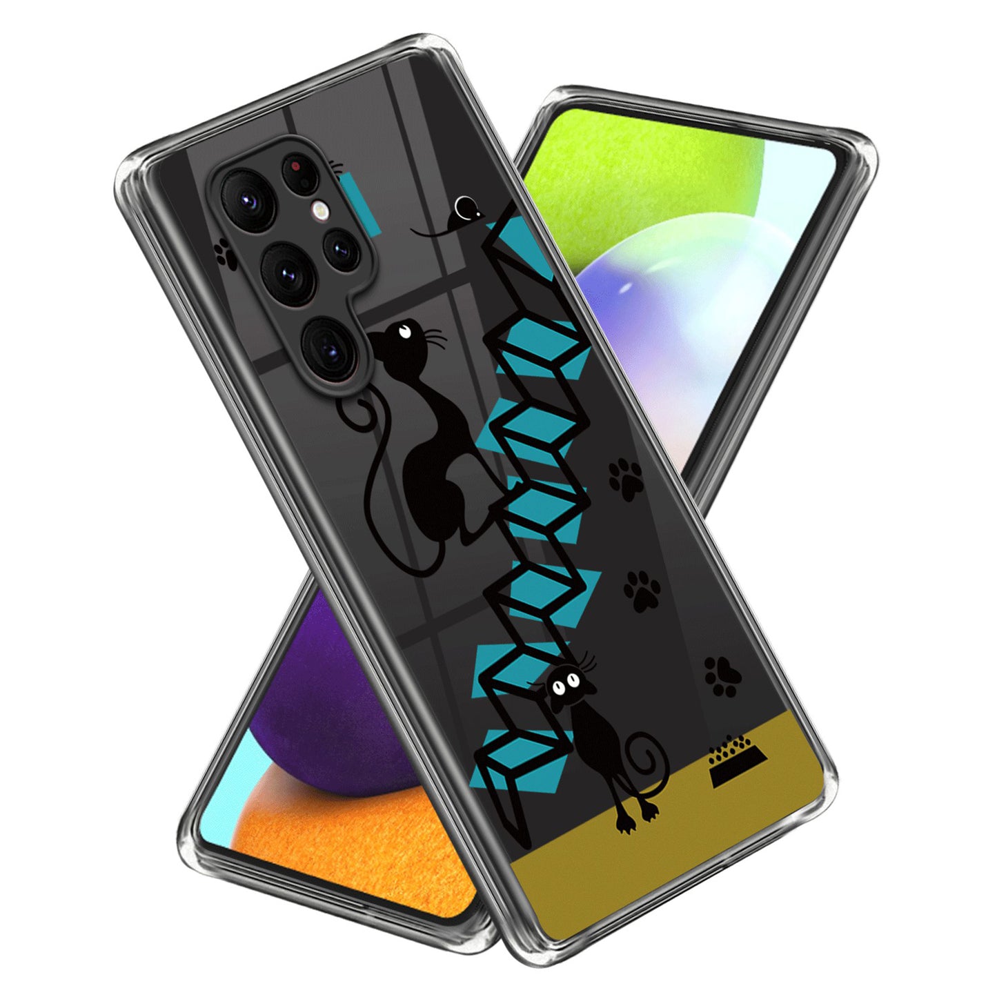 For Samsung Galaxy S24 Ultra Pattern Phone Case Flexible TPU Shockproof Cover - Cat and Mouse