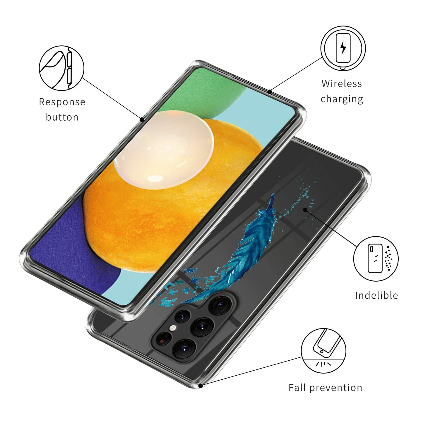 For Samsung Galaxy S24 Ultra Pattern Phone Case Flexible TPU Shockproof Cover - Feather