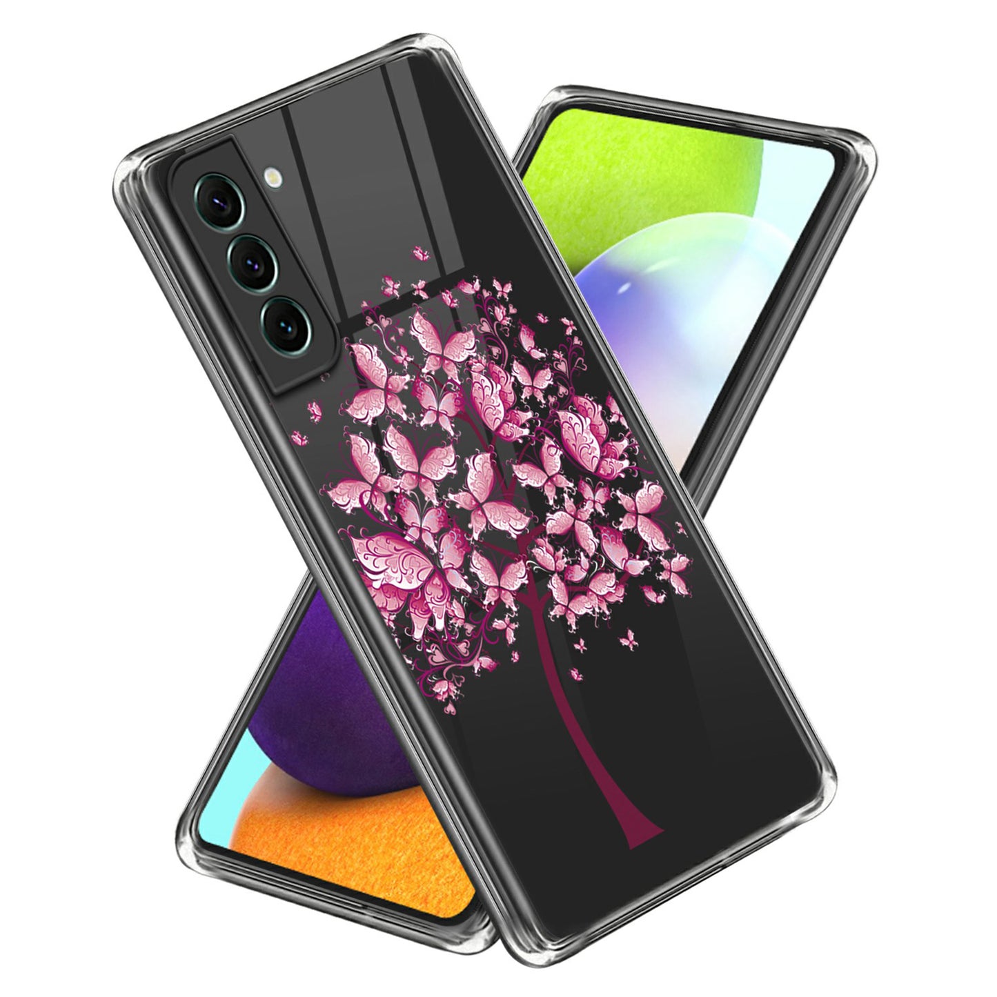 For Samsung Galaxy S24+ Pattern Case Flexible Slim Thin TPU Phone Cover - Pink Flowers