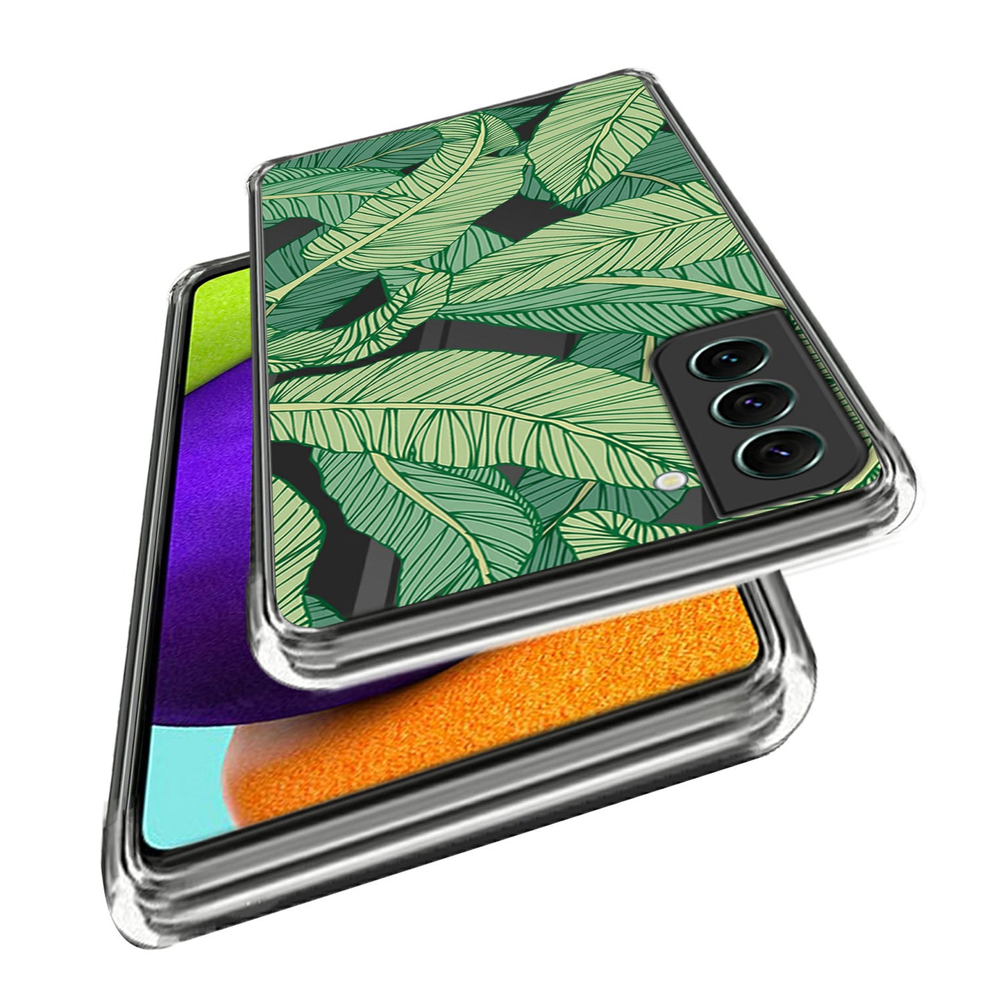 For Samsung Galaxy S24+ Pattern Case Flexible Slim Thin TPU Phone Cover - Green Leaves