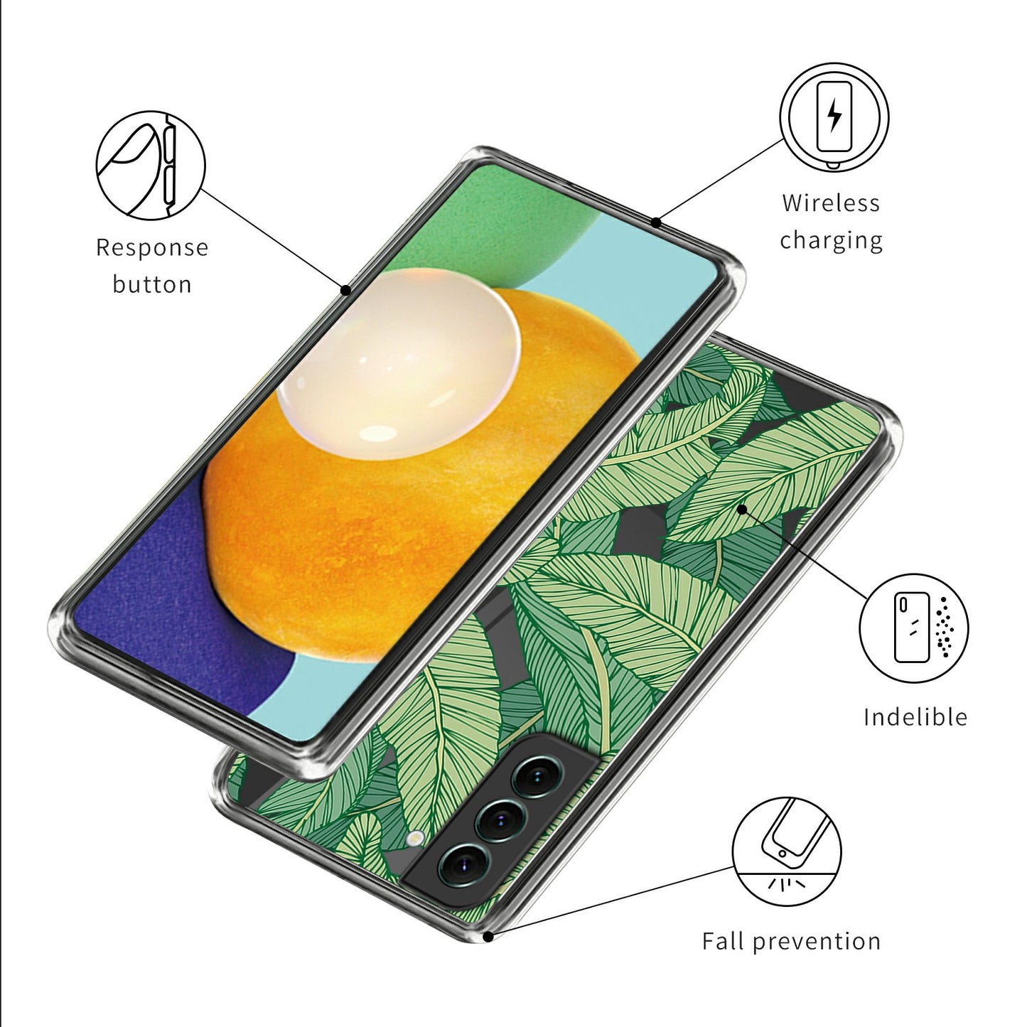 For Samsung Galaxy S24+ Pattern Case Flexible Slim Thin TPU Phone Cover - Green Leaves
