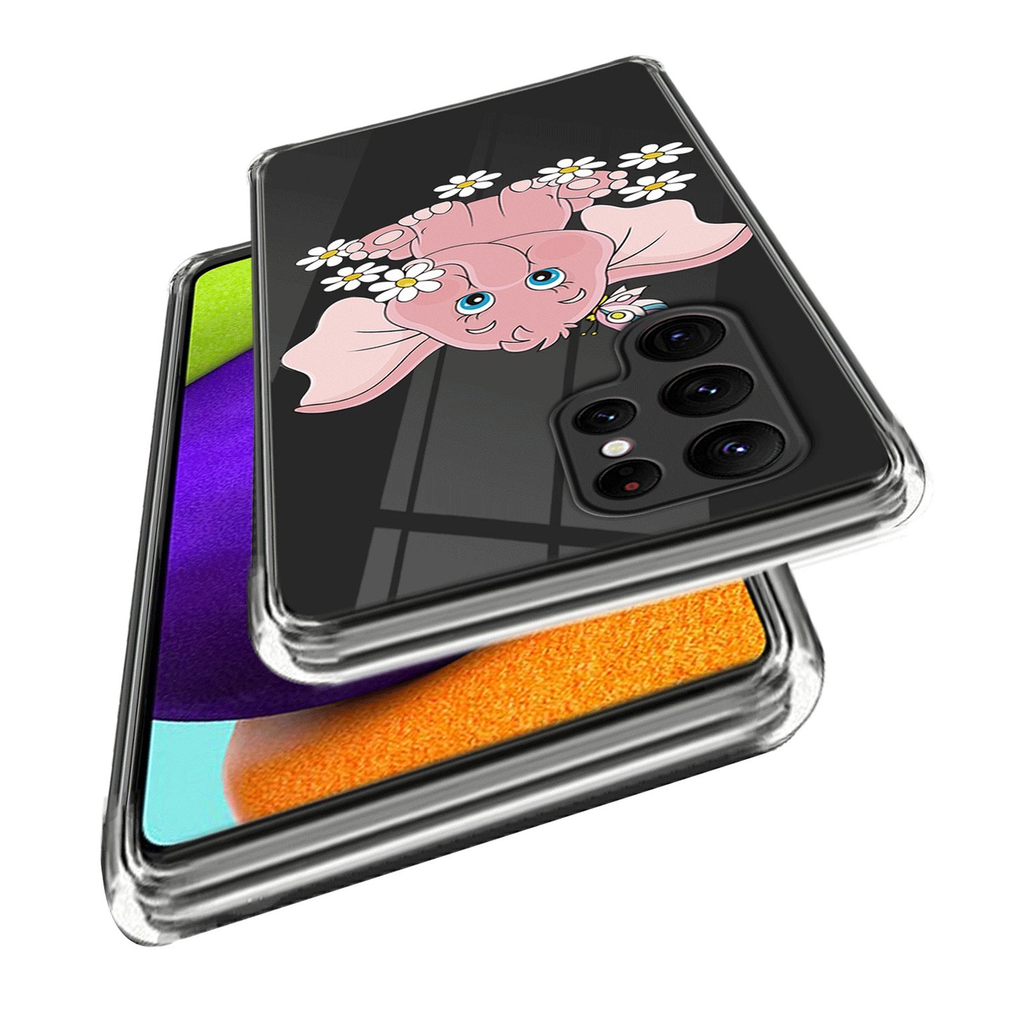 For Samsung Galaxy S24 Ultra Pattern Case Anti-Drop Soft TPU Phone Cover - Pink Elephant