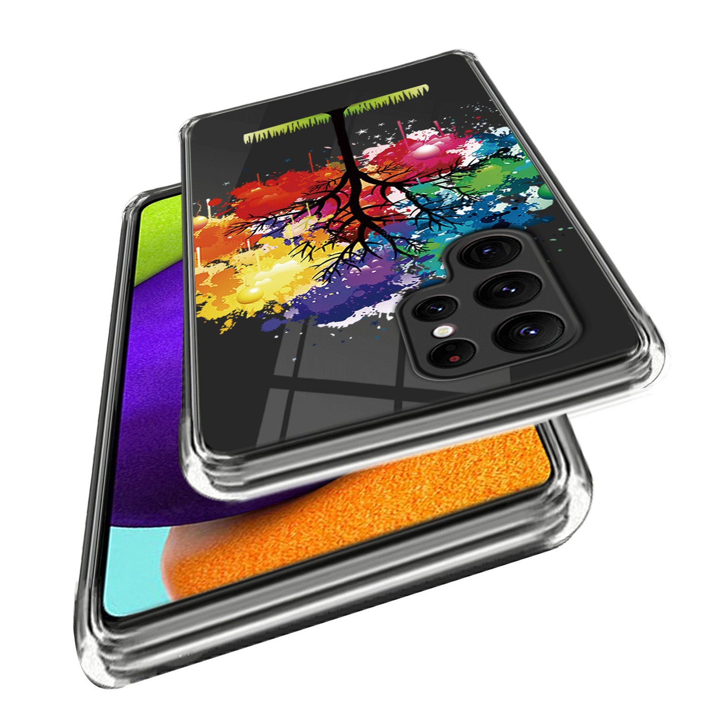 For Samsung Galaxy S24 Ultra Pattern Case Anti-Drop Soft TPU Phone Cover - Colorful Tree
