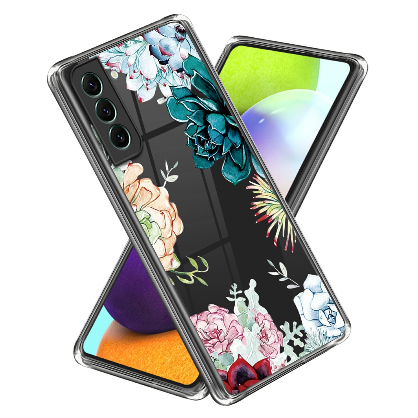 For Samsung Galaxy S24 TPU Phone Case IMD Pattern Slim Fit Protective Cover - Succulent Plant