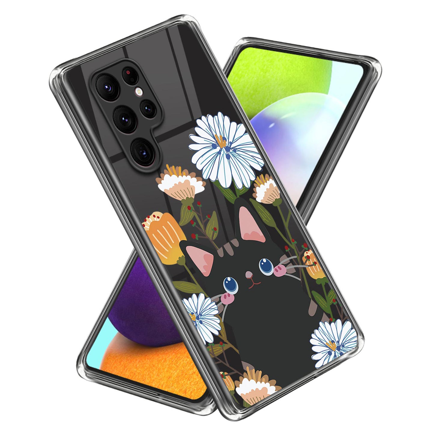 For Samsung Galaxy S24 Ultra Phone Case Pattern Printing Soft TPU Cover - Flower / Cat