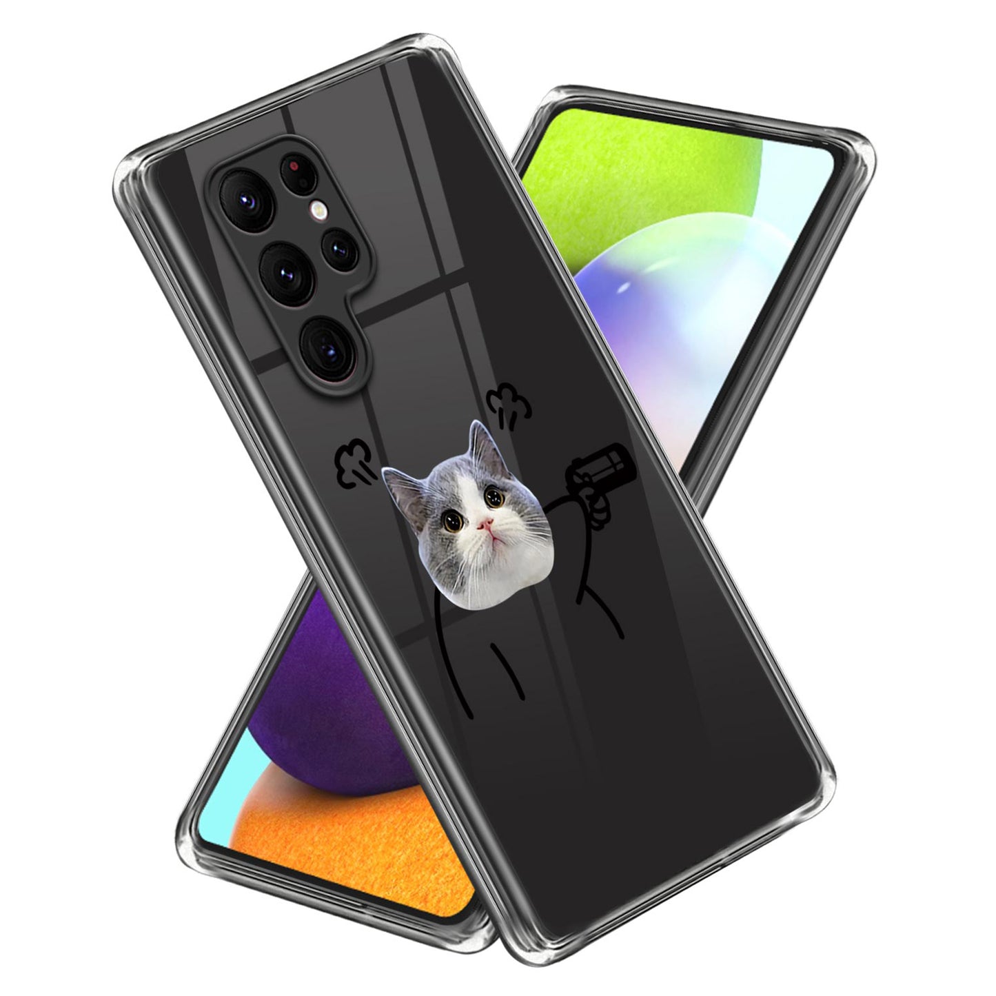 For Samsung Galaxy S24 Ultra Phone Case Pattern Printing Soft TPU Cover - Cat with a Gun